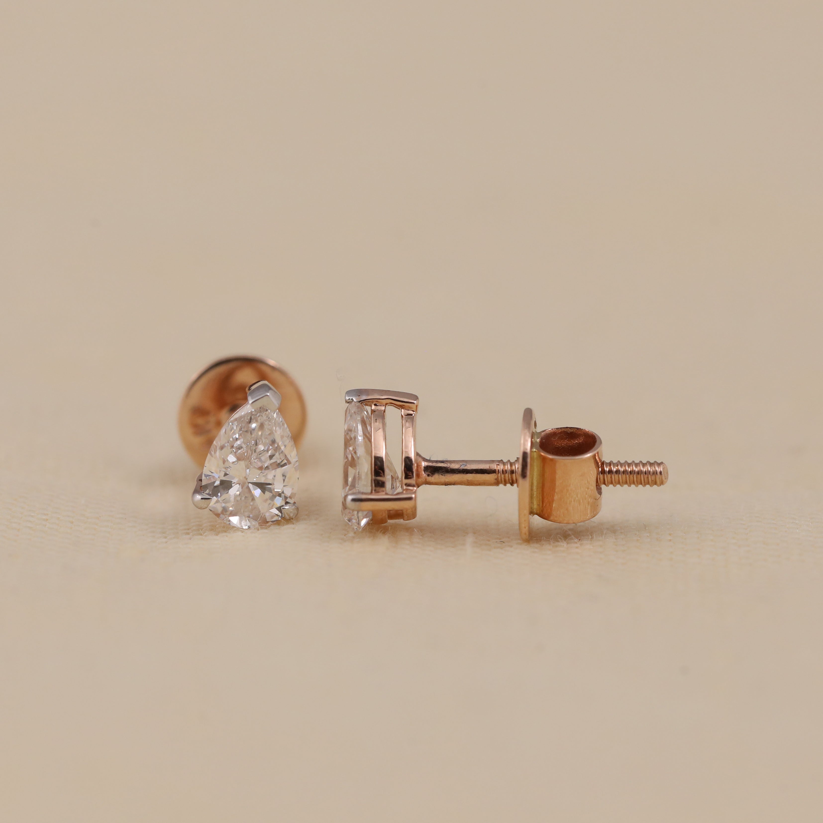 Minimal pear cut diamond studs suitable for everyday wear and gifting.