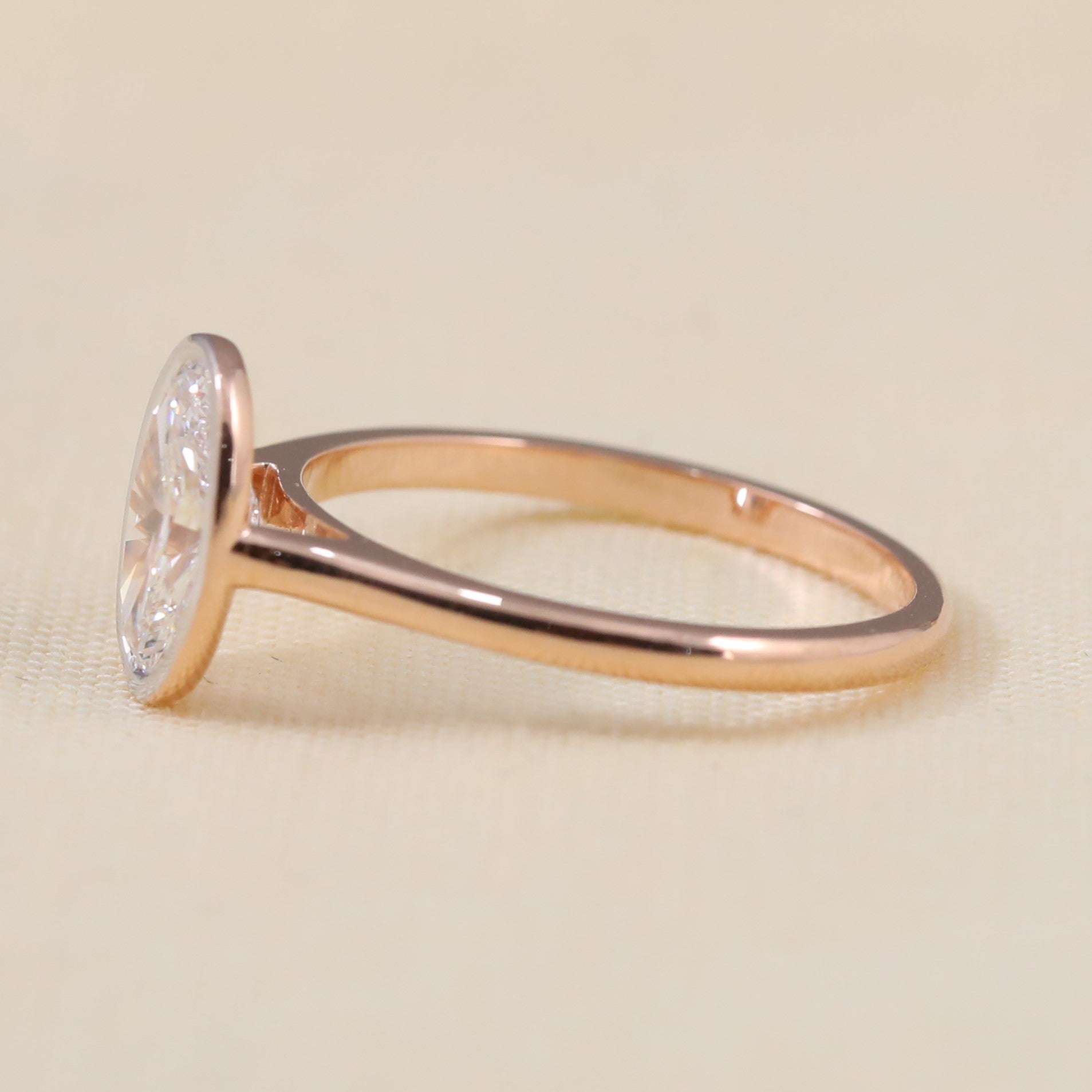 Minimalist oval lab grown diamond ring ideal for anniversary or bridal gifting