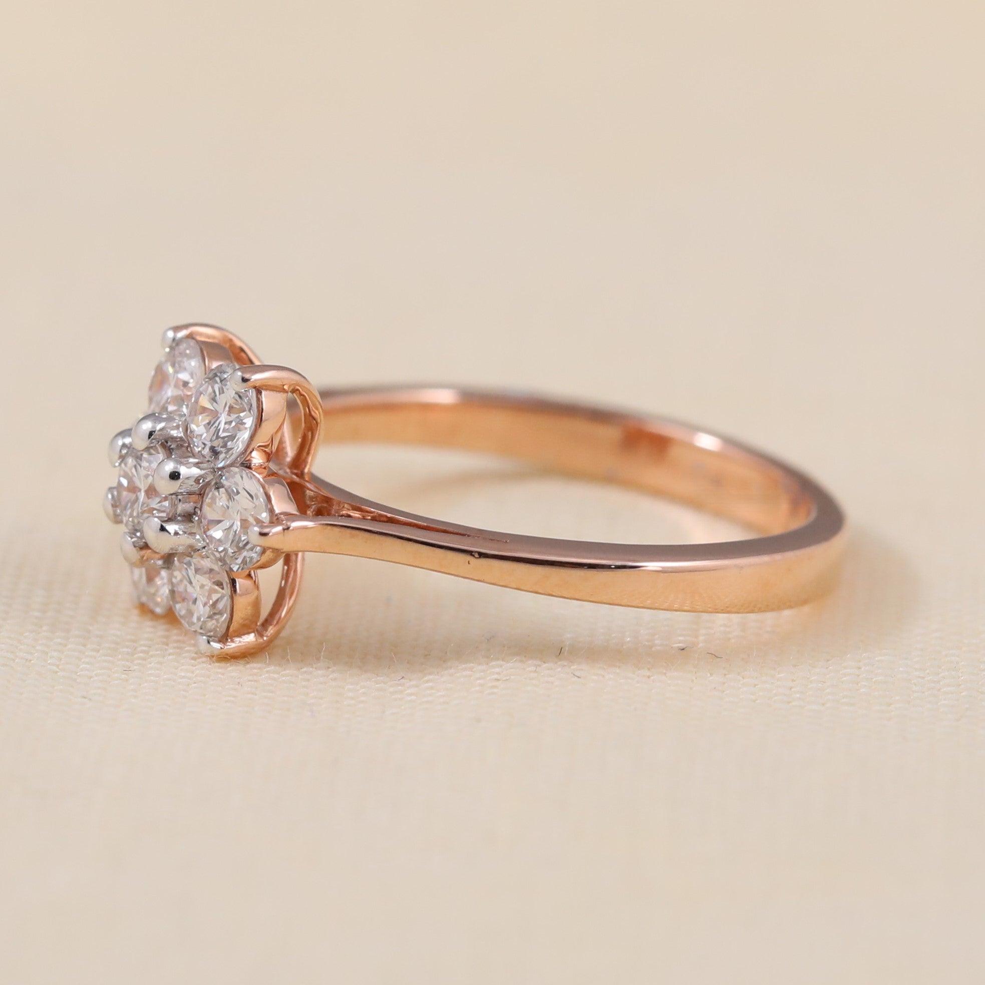 Elegant flower-shape ring crafted with sparkling lab-grown diamond cluster
