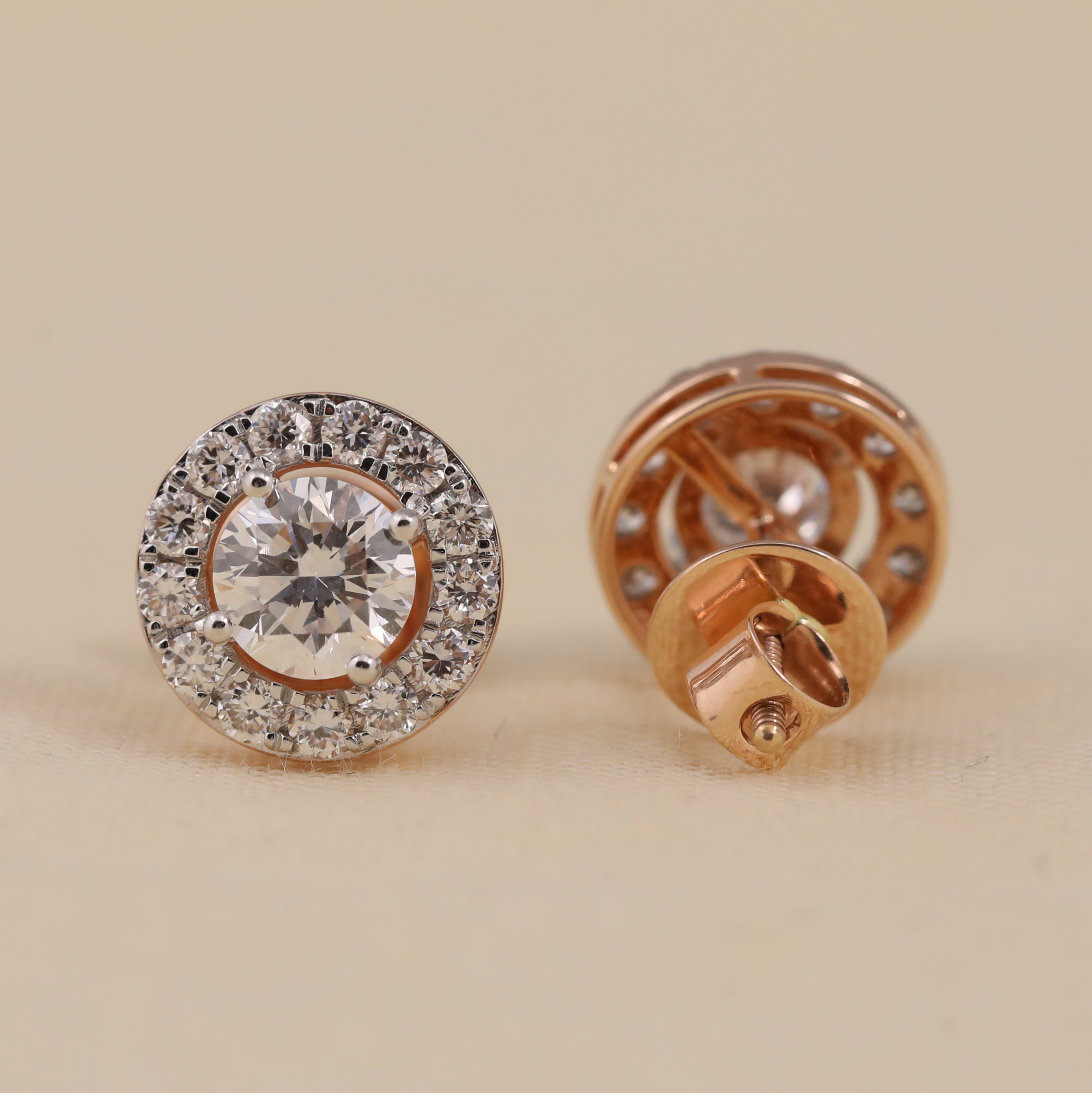 Elegant halo diamond studs ideal for wedding wear and special celebrations