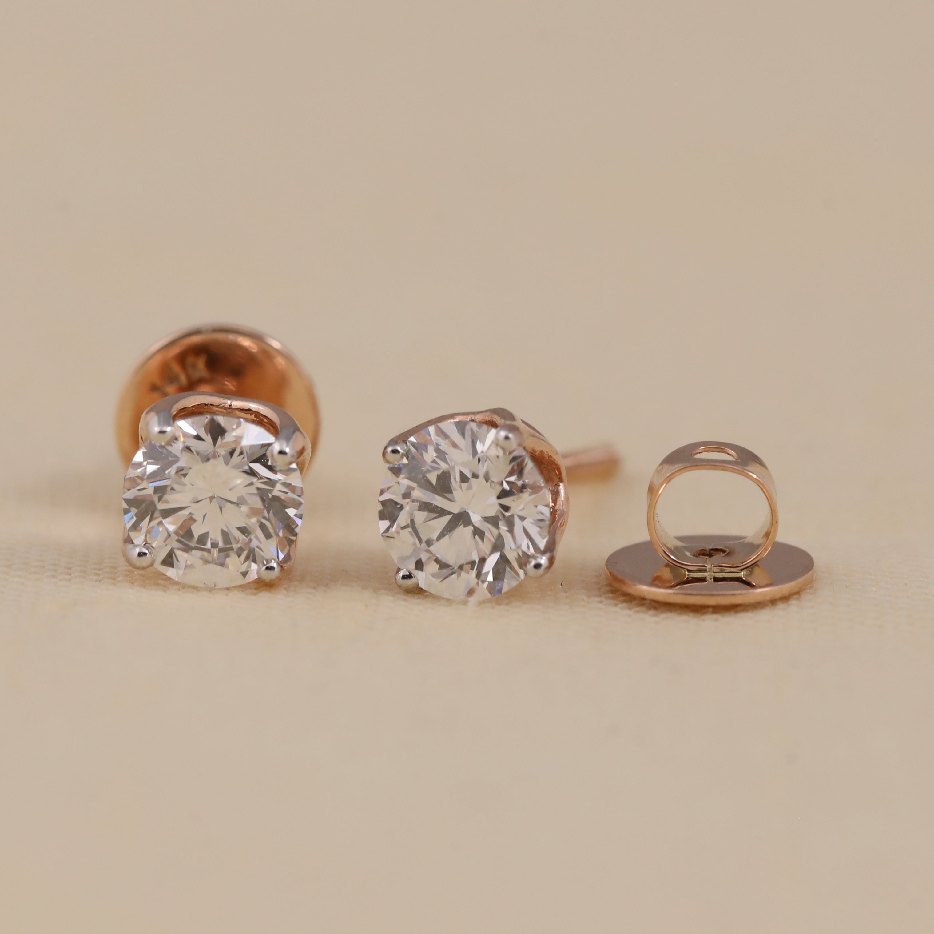 Brilliant round diamond stud earrings crafted for workwear and anniversary styling