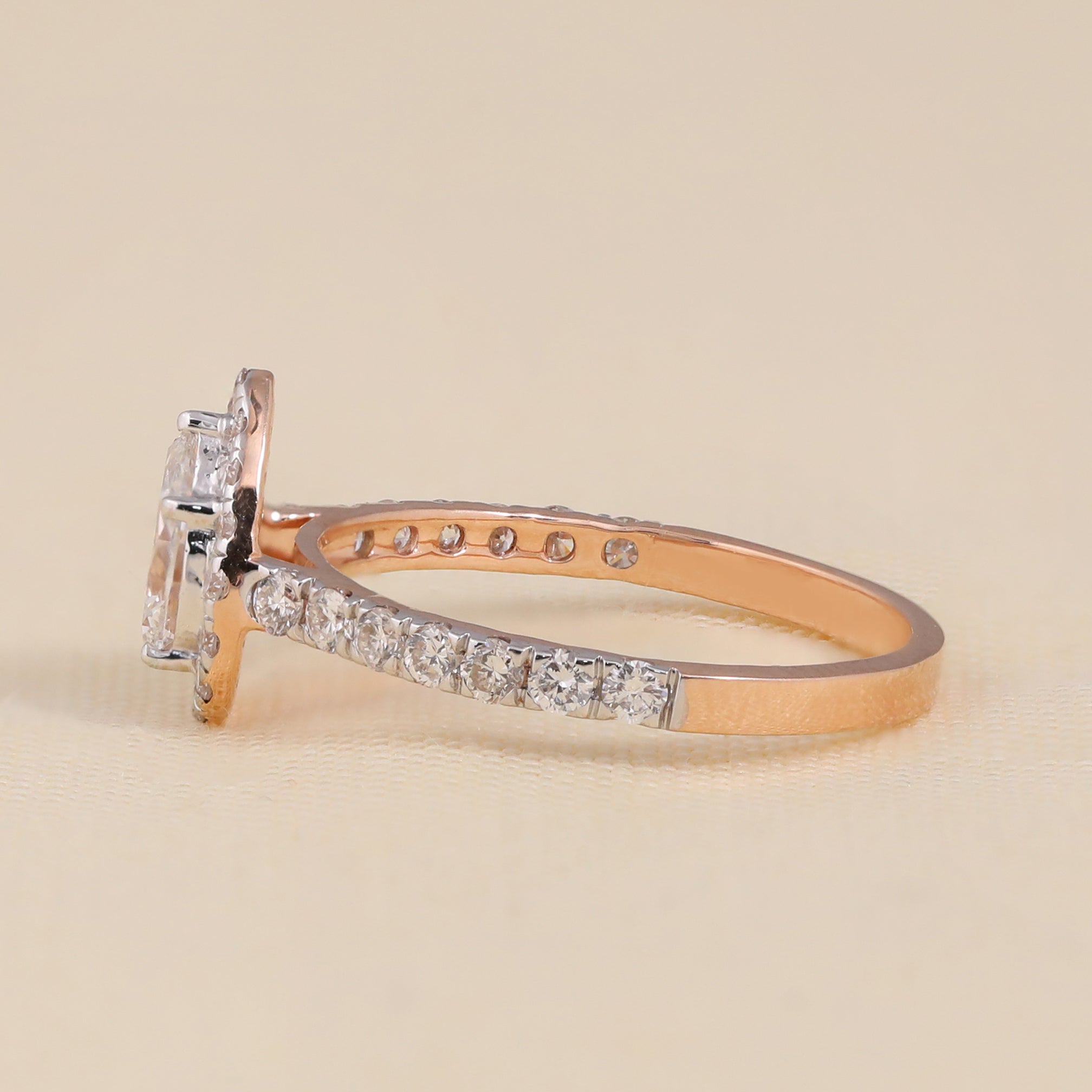 Pear Halo Lab Grown Diamond Engagement Ring with Pave Band