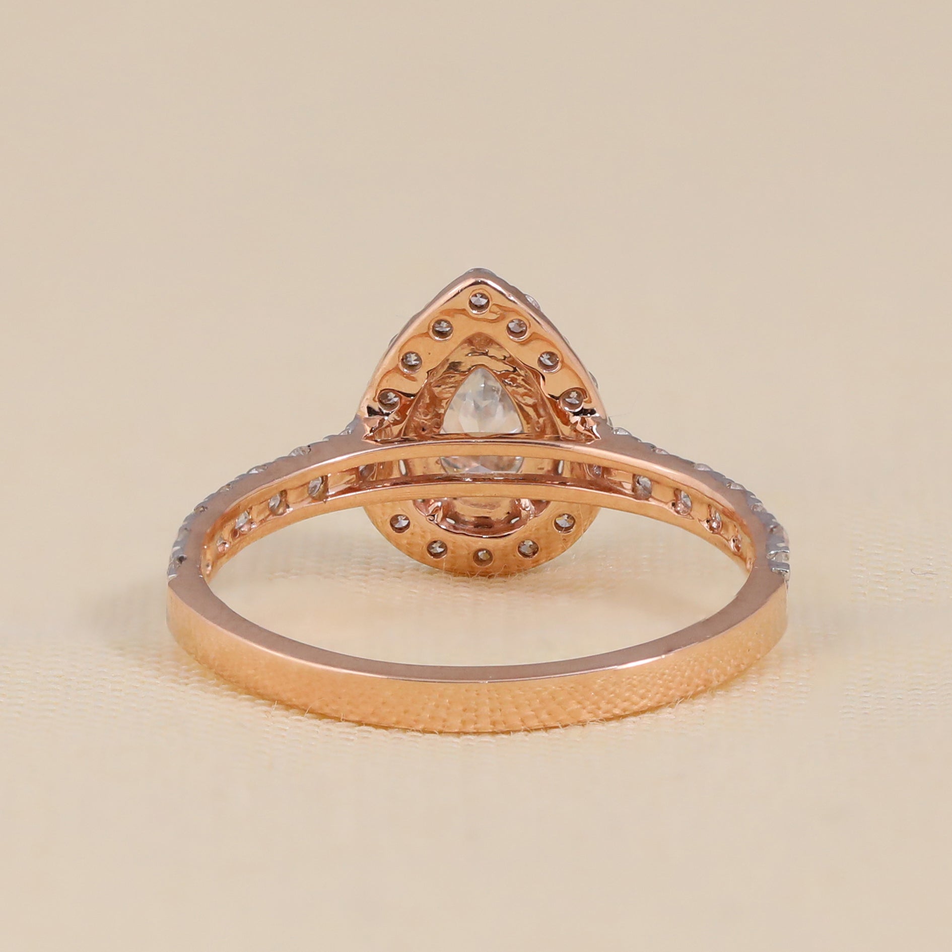 Pear Halo Lab Grown Diamond Engagement Ring with Pave Band