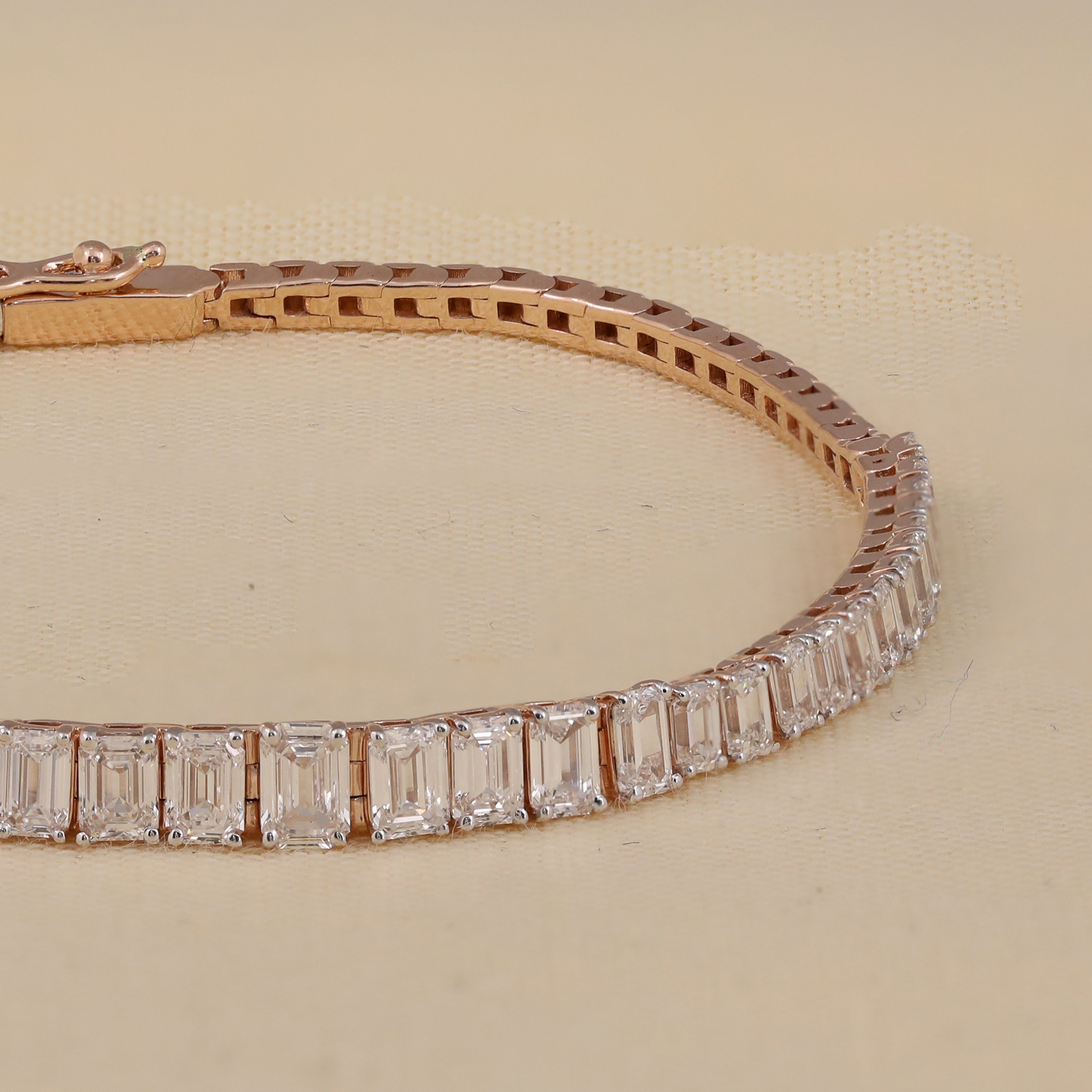 Emerald Cut Lab Diamond Half Tennis Bracelet