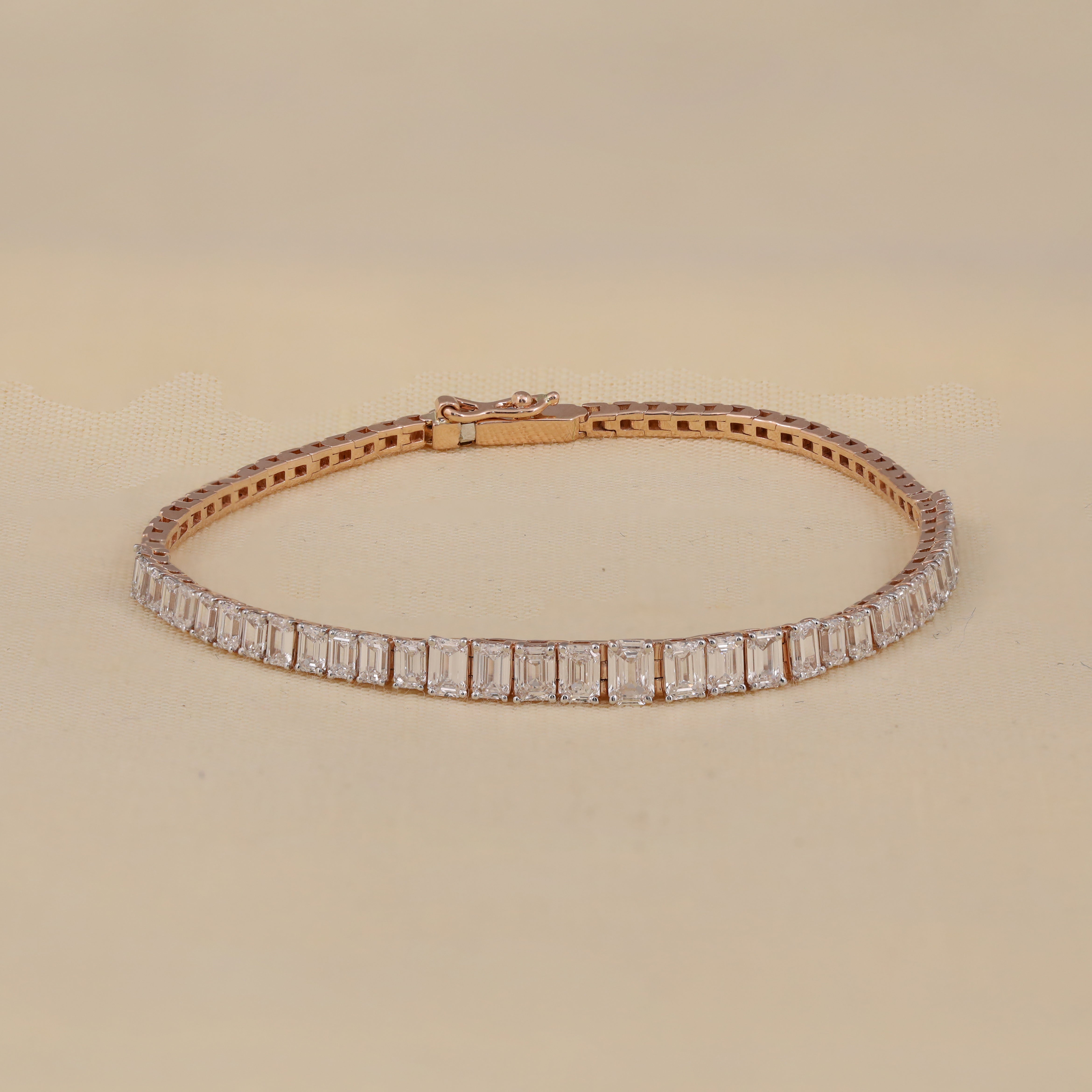 Emerald Cut Lab Diamond Half Tennis Bracelet