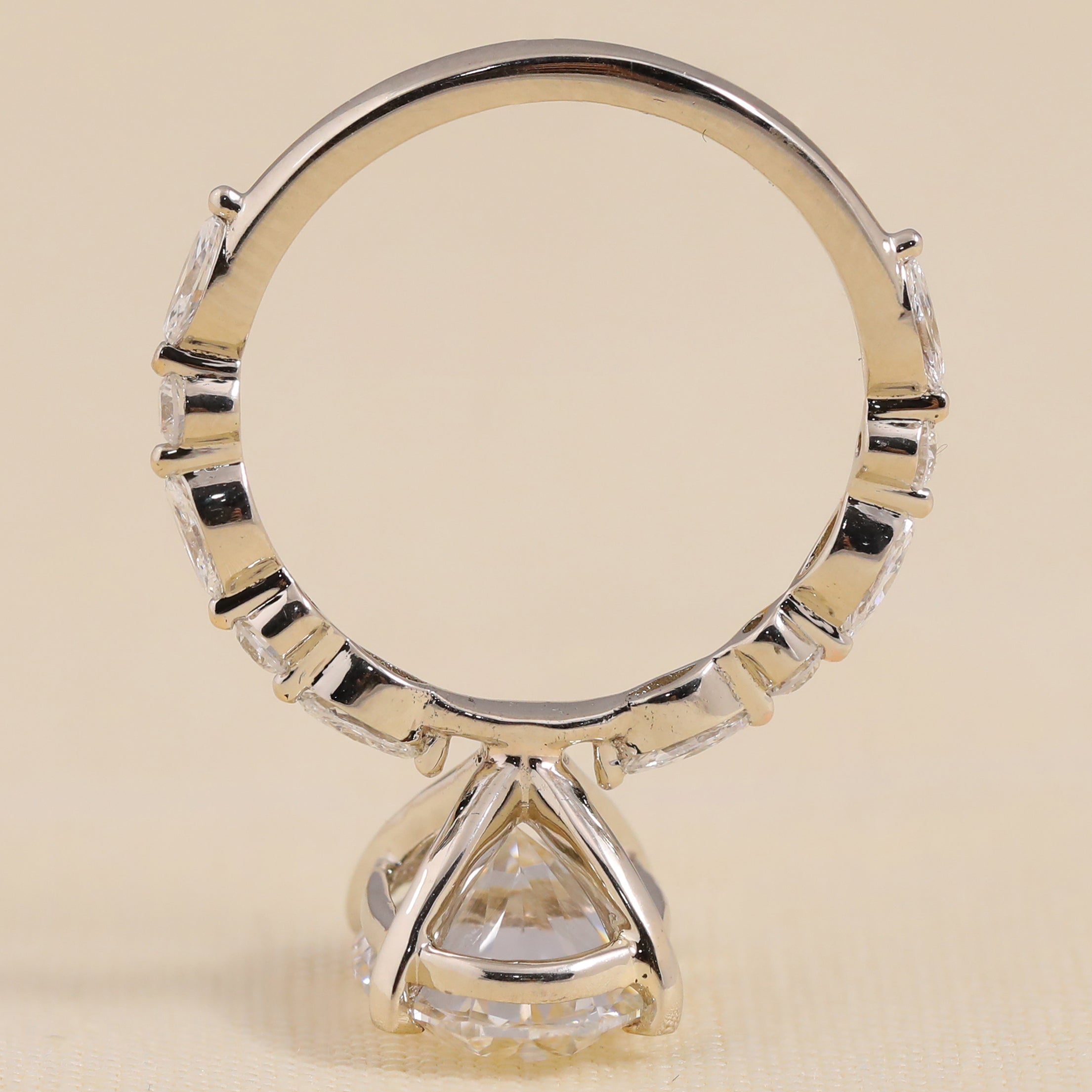 Oval Lab Diamond Solitaire Engagement Ring with Marquise and Round Alternative Band