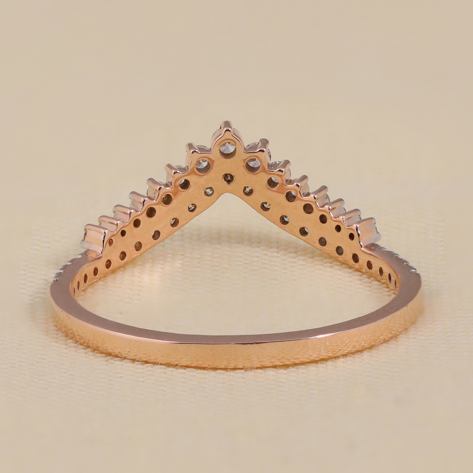 Classic Diamond V Shaped Band, Round Lab Grown Diamond Chevron Ring