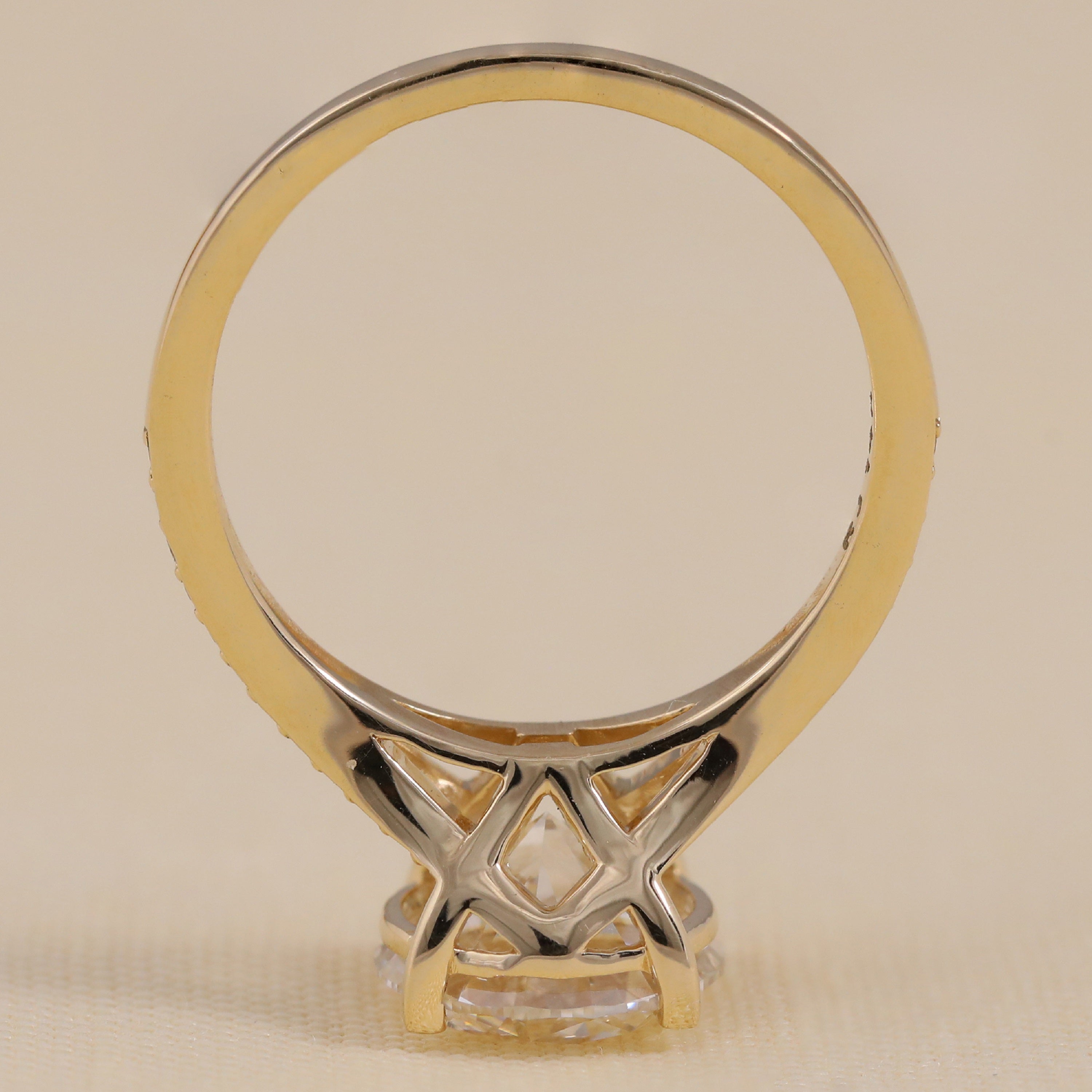 Modern engagement ring with a brilliant round lab-grown diamond and minimalist setting