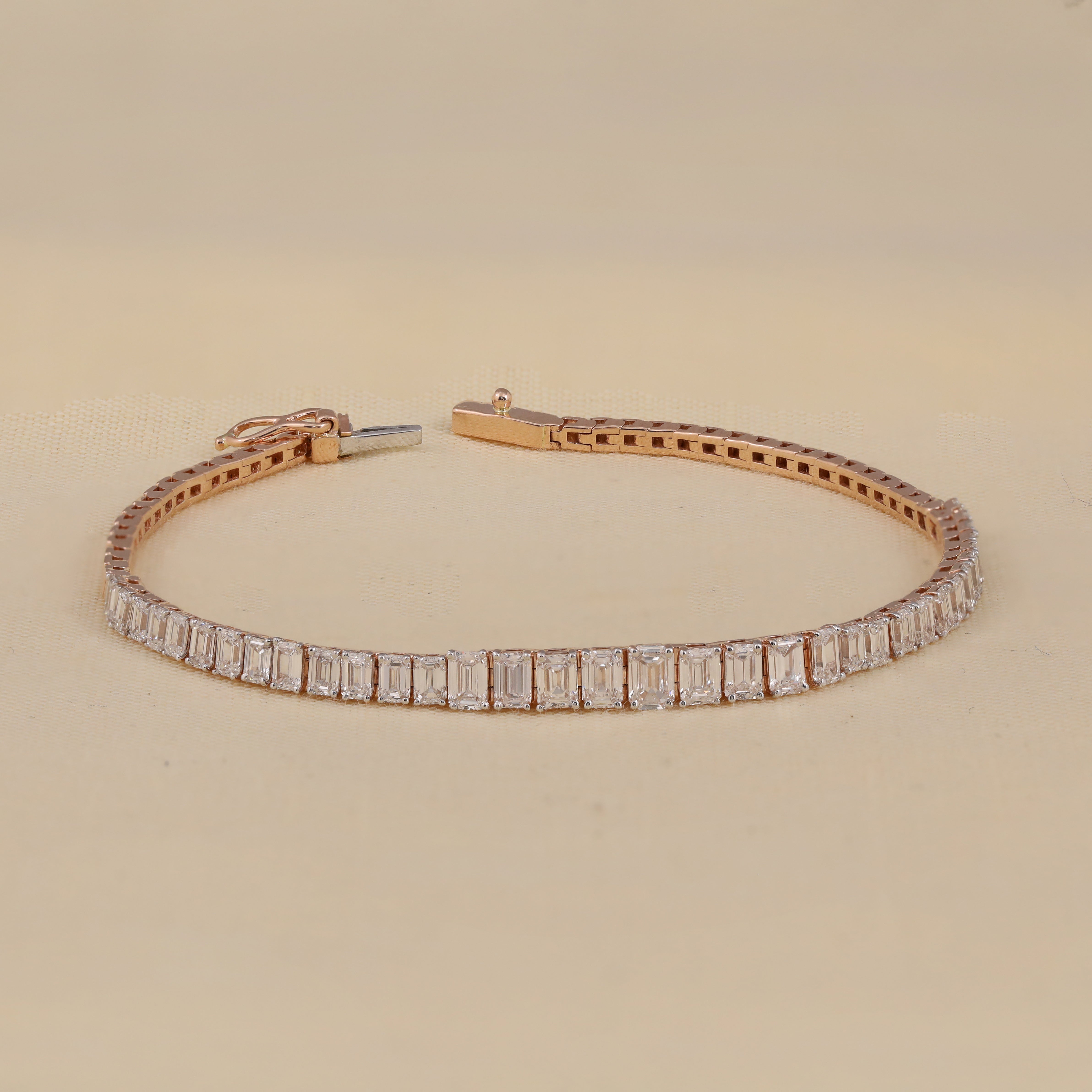 Emerald Cut Lab Diamond Half Tennis Bracelet