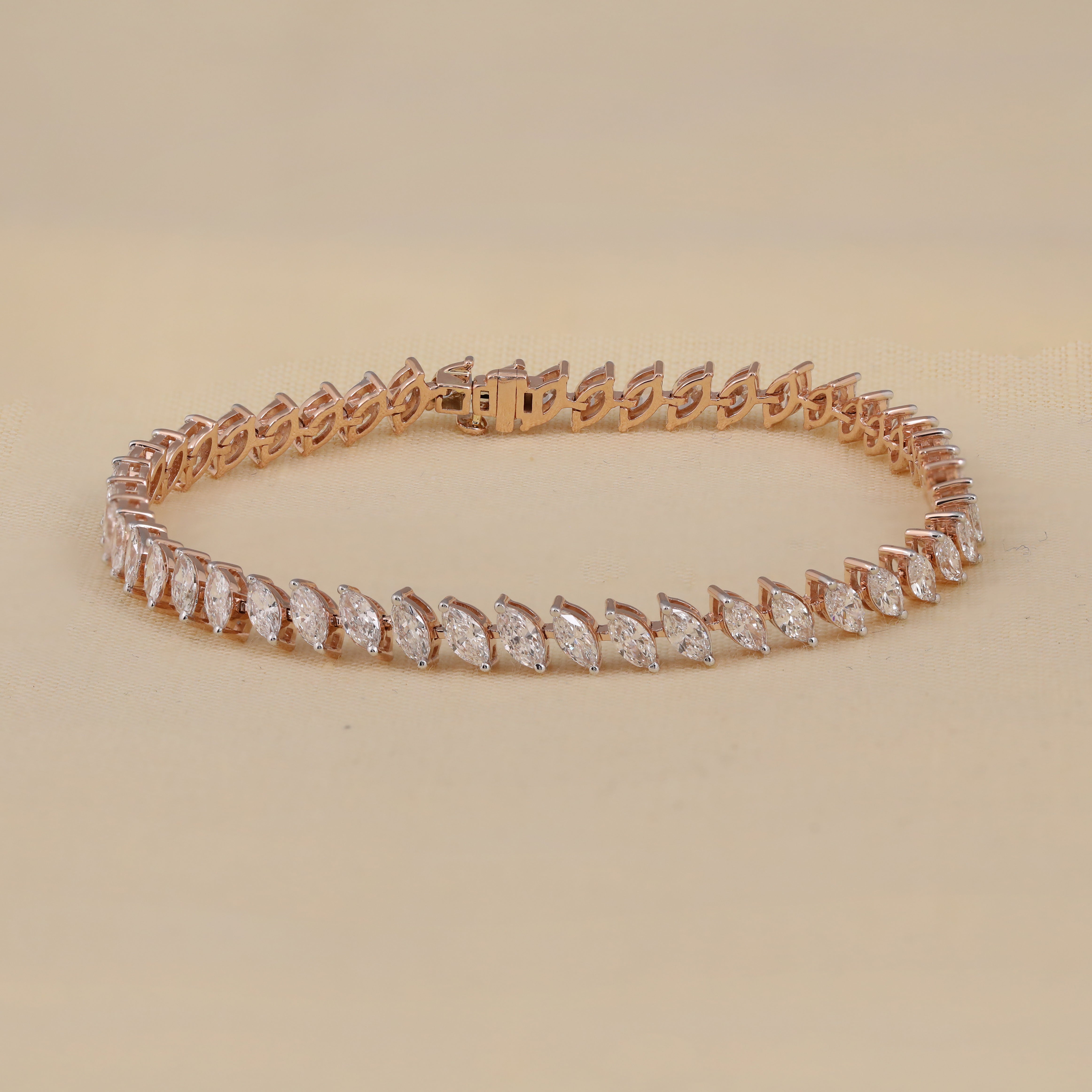 Marquise Cut Lab Diamond Tennis Bracelet