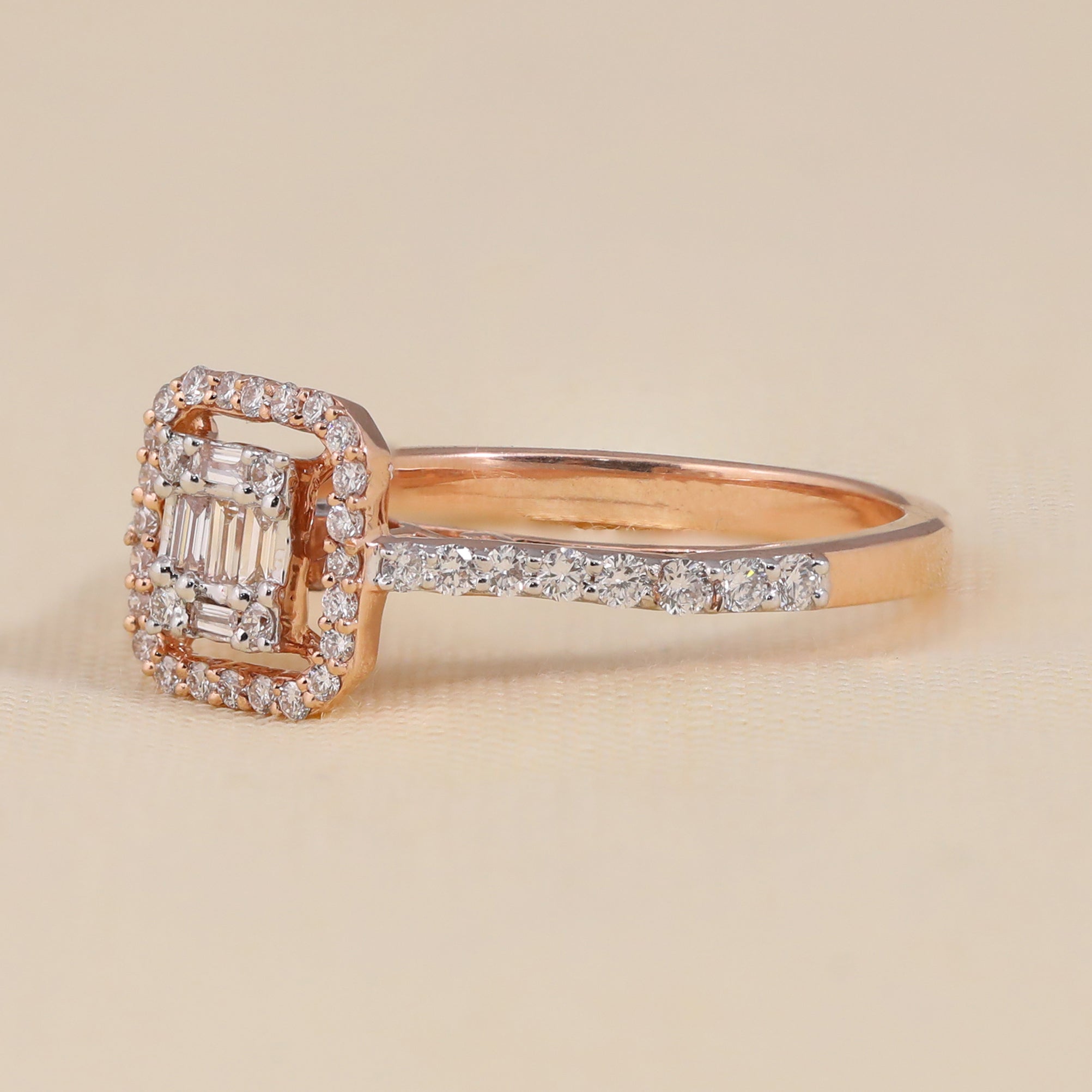Emerald Shaped Halo Lab Diamond Engagement Ring