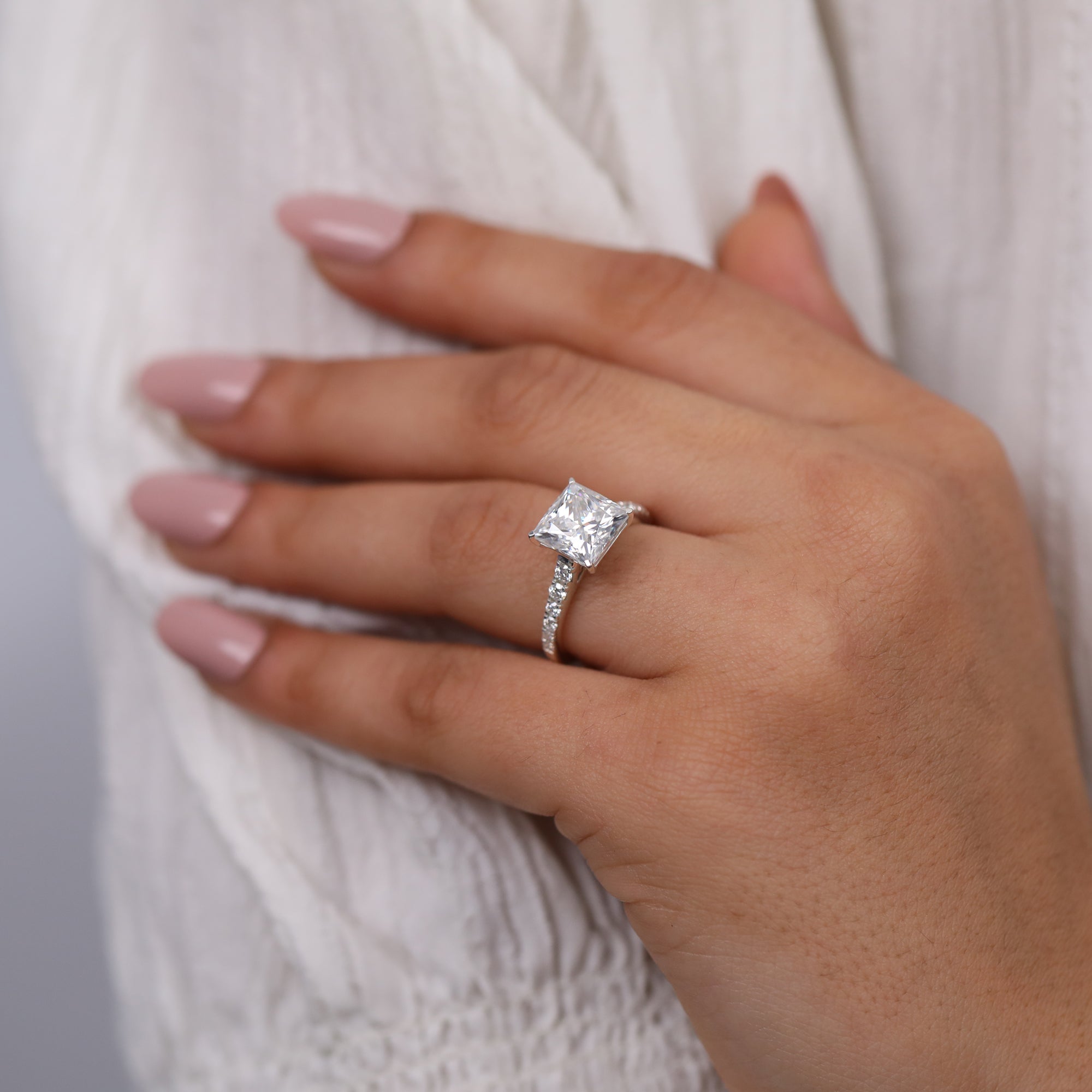 Classic white gold princess cut diamond engagement ring