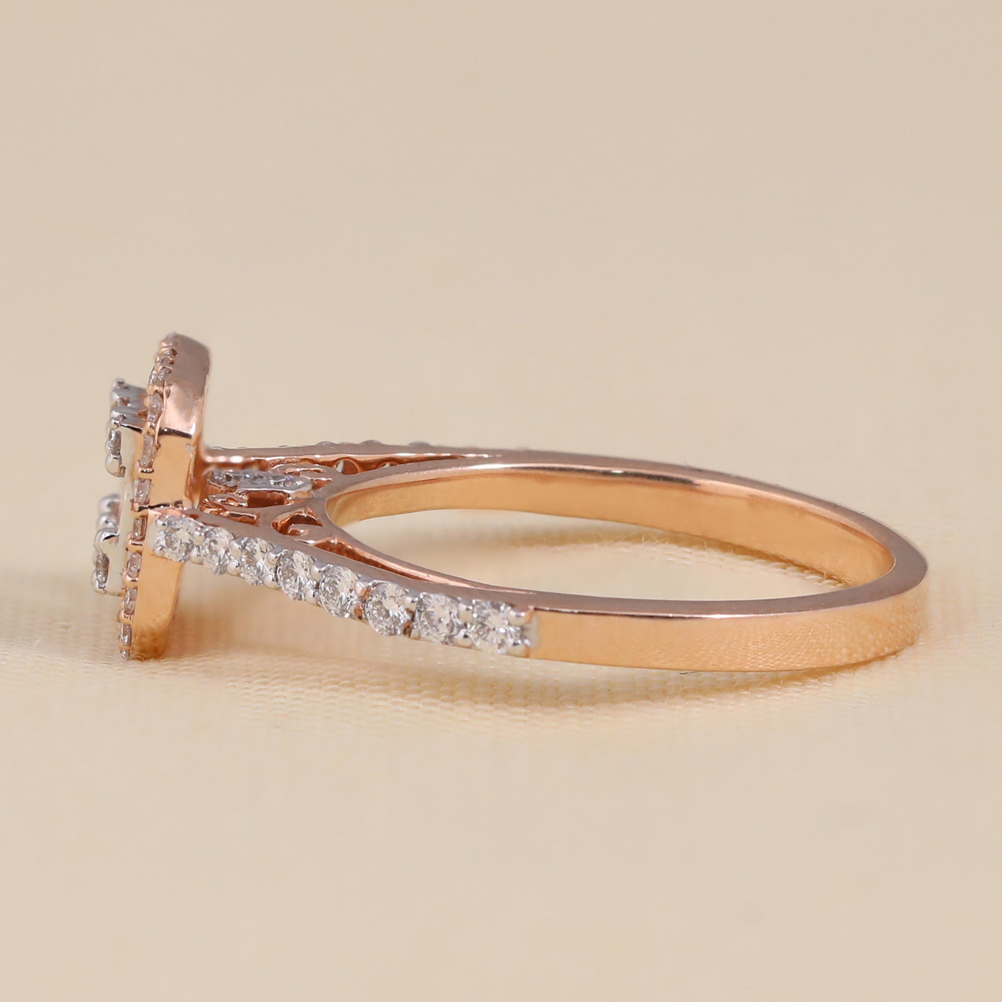 Emerald Shaped Halo Lab Diamond Engagement Ring