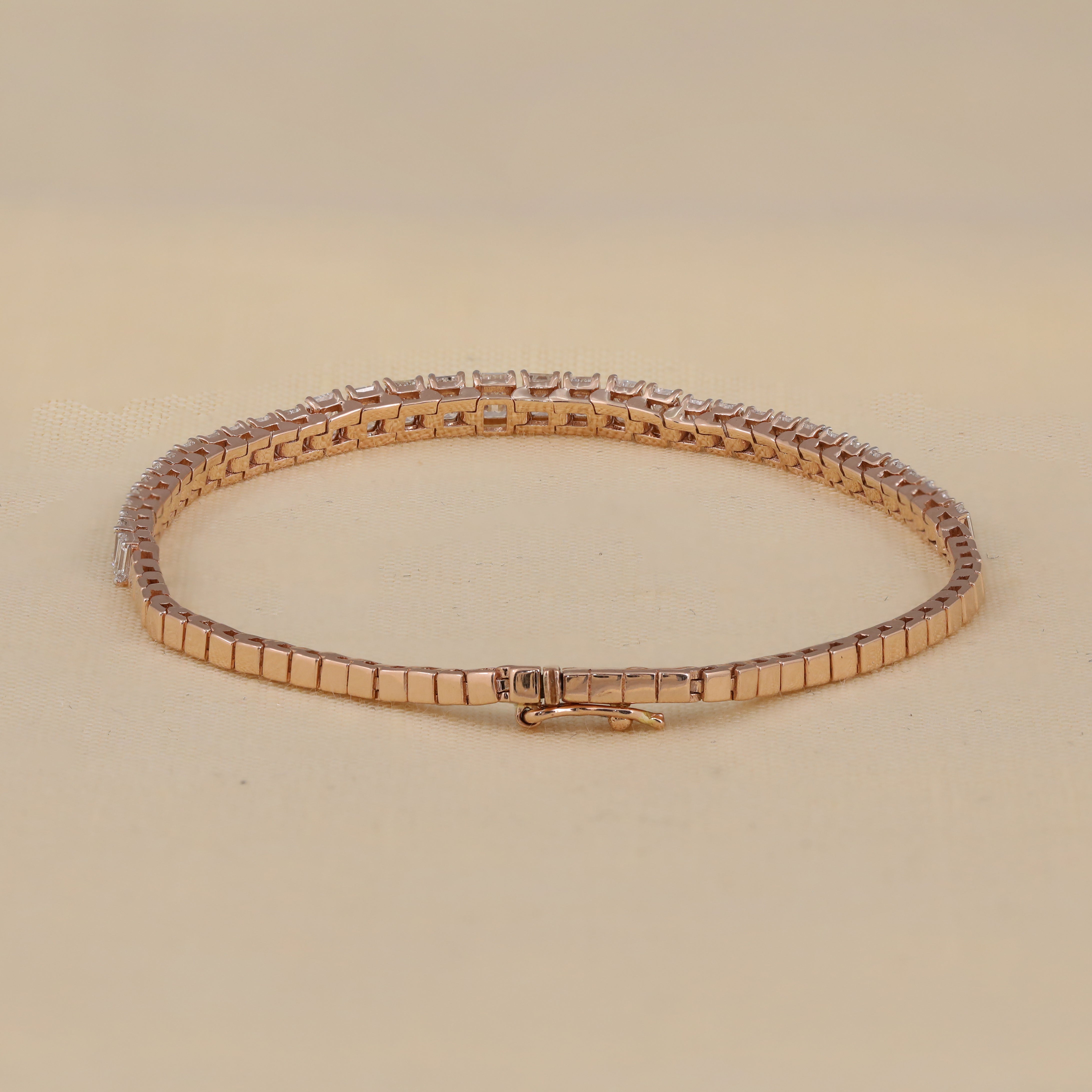 Emerald Cut Lab Diamond Half Tennis Bracelet