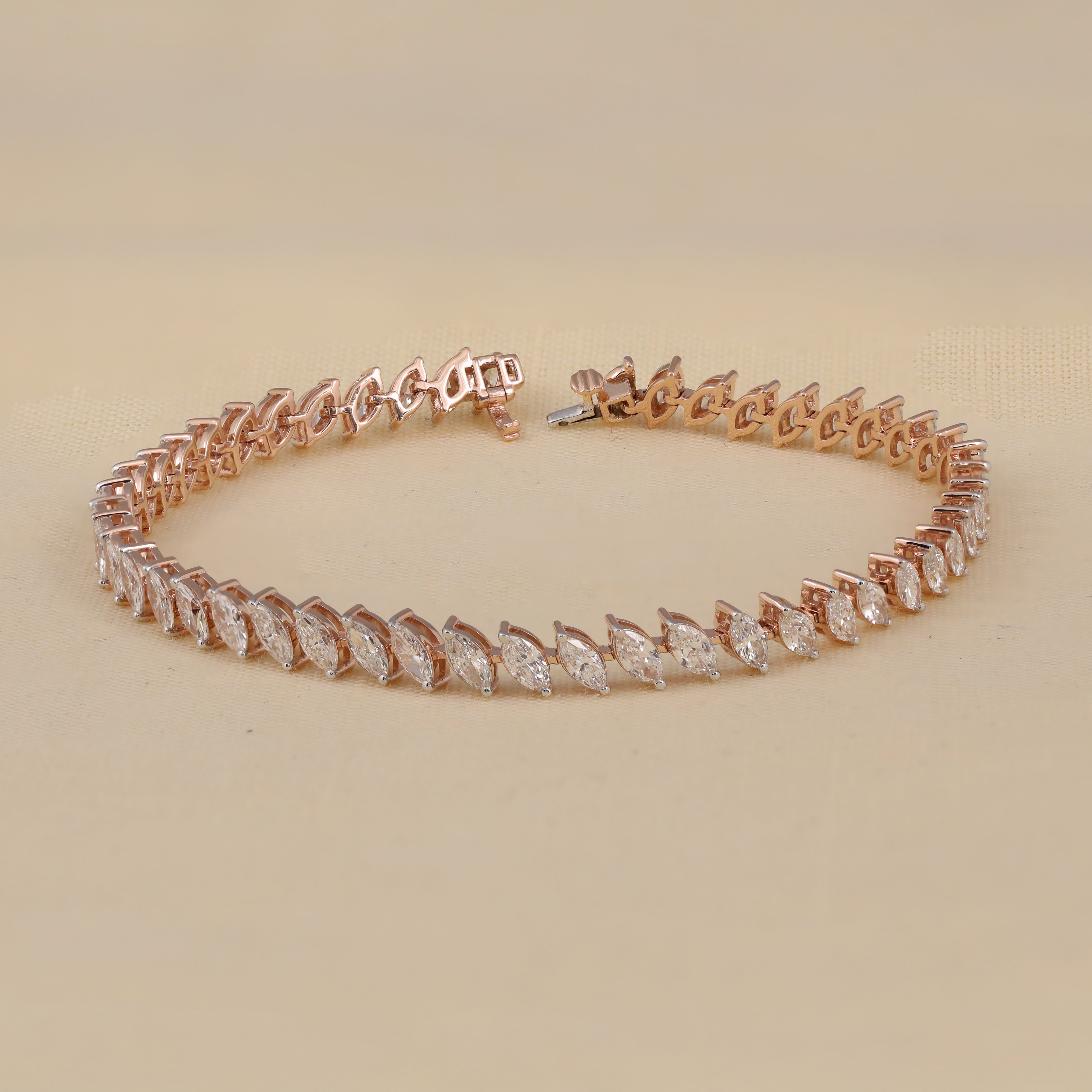 Marquise Cut Lab Diamond Tennis Bracelet
