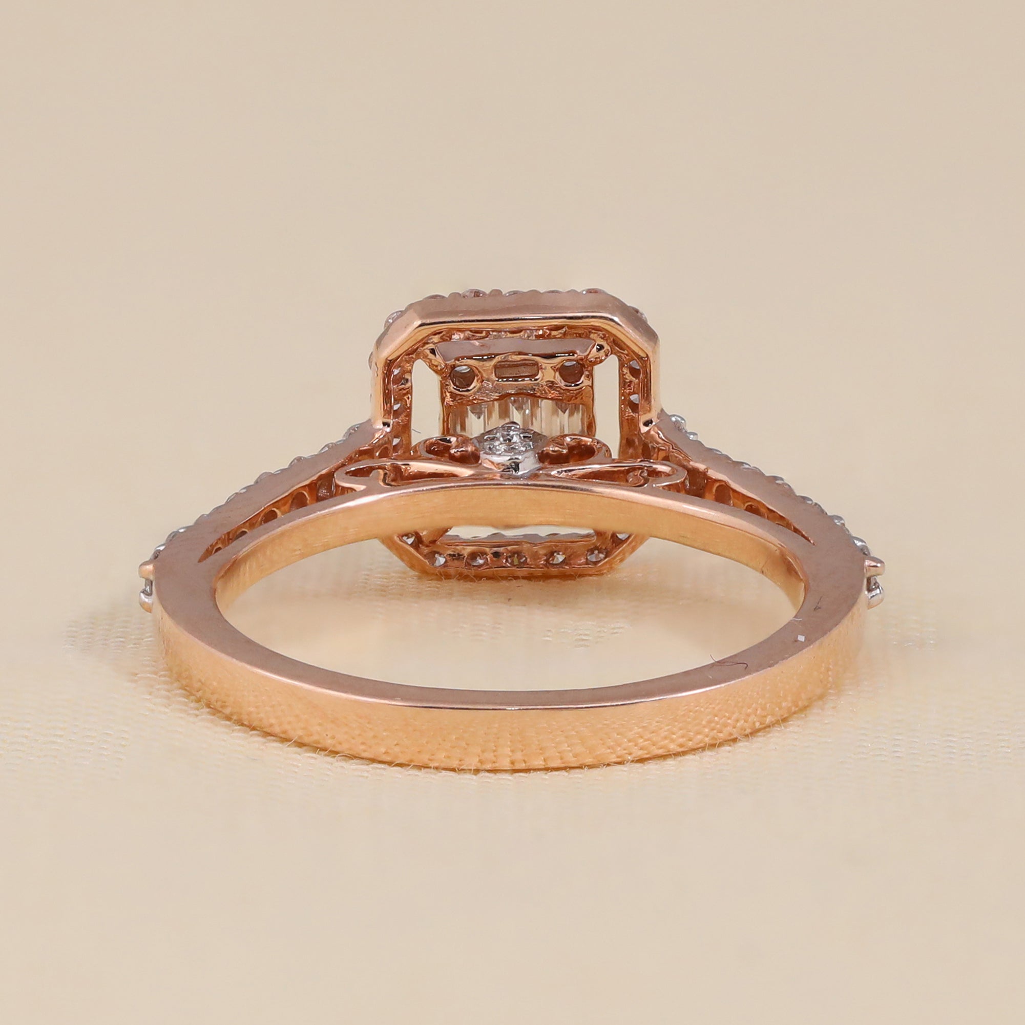 Emerald Shaped Halo Lab Diamond Engagement Ring