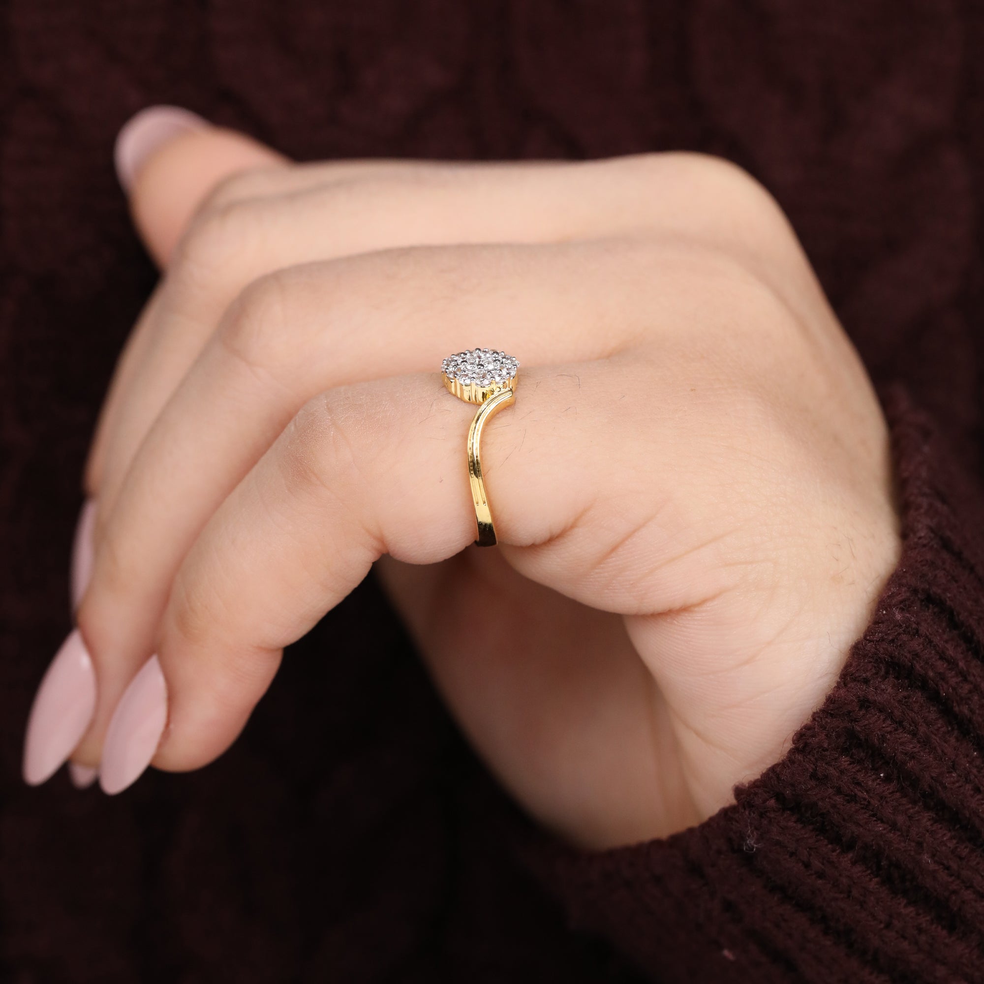 Floral Inspired Lab Diamond Cluster Wedding Ring