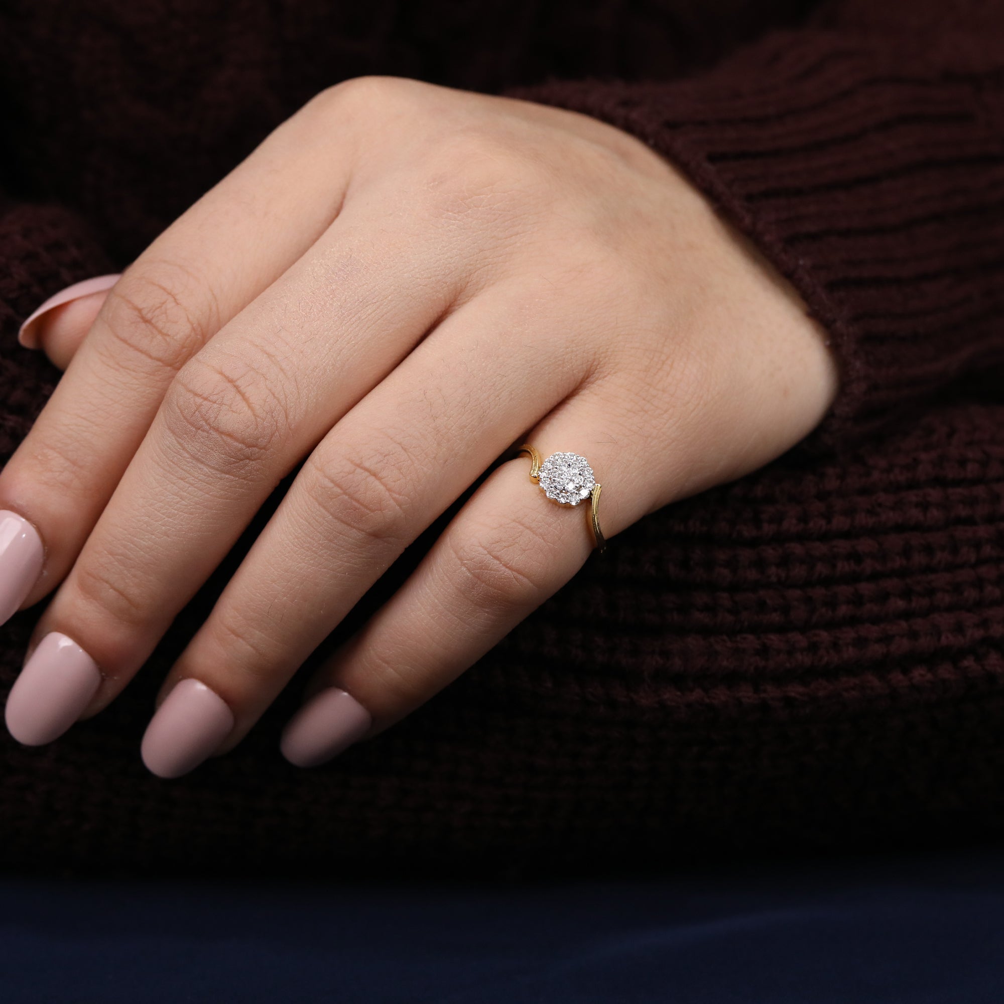 Floral Inspired Lab Diamond Cluster Wedding Ring