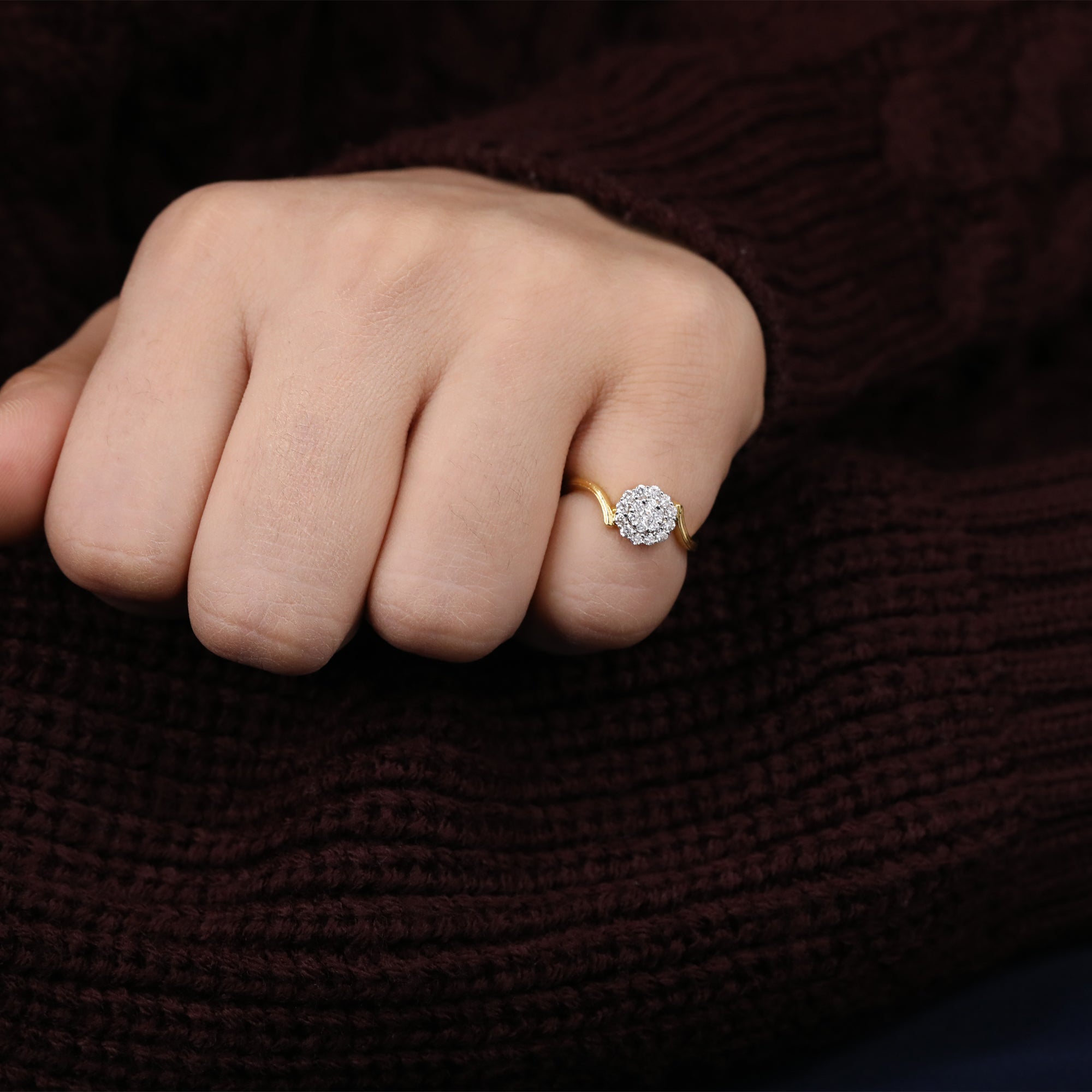 Floral Inspired Lab Diamond Cluster Wedding Ring