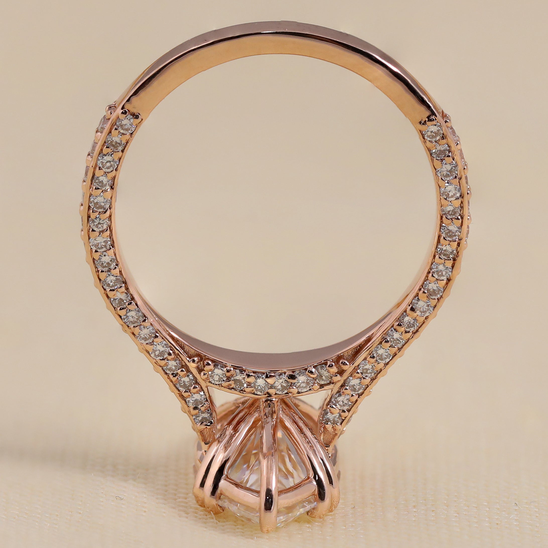 Marquise Lab Diamond Engagement Ring with Classic Diamond Pave Band