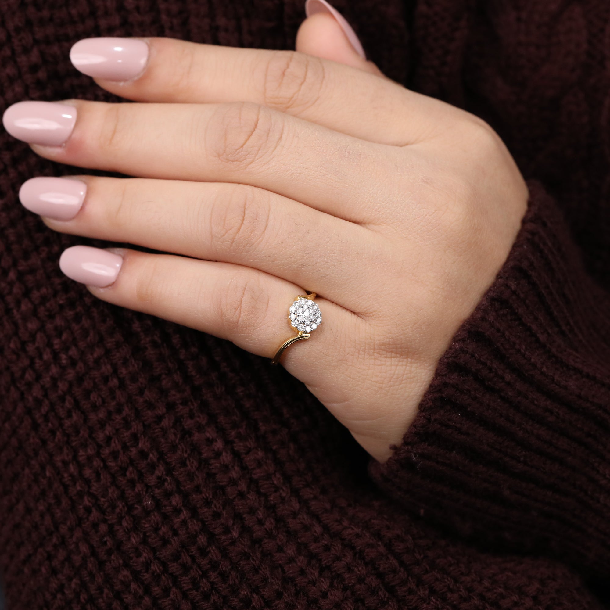 Floral Inspired Lab Diamond Cluster Wedding Ring