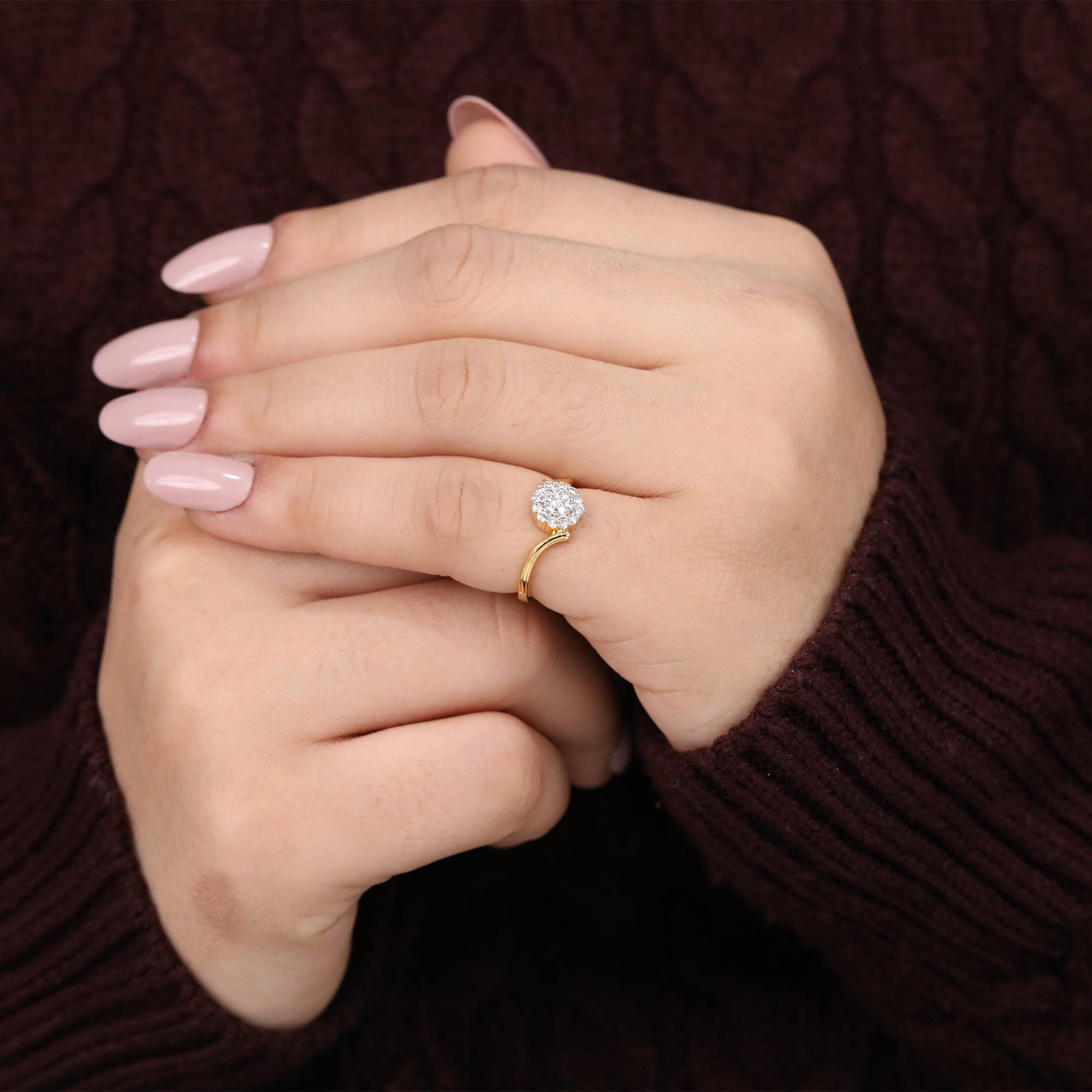Floral Inspired Lab Diamond Cluster Wedding Ring