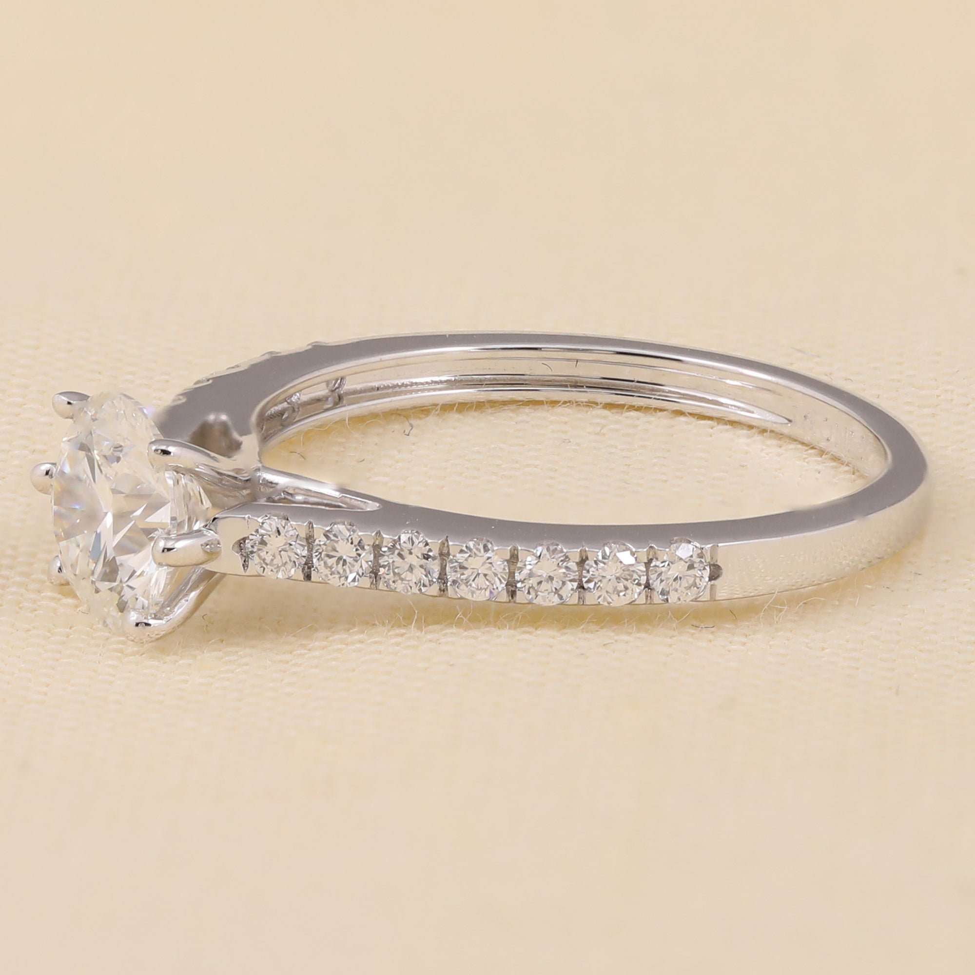 Round Lab Grown Diamond Solitaire Accent Engagement Ring