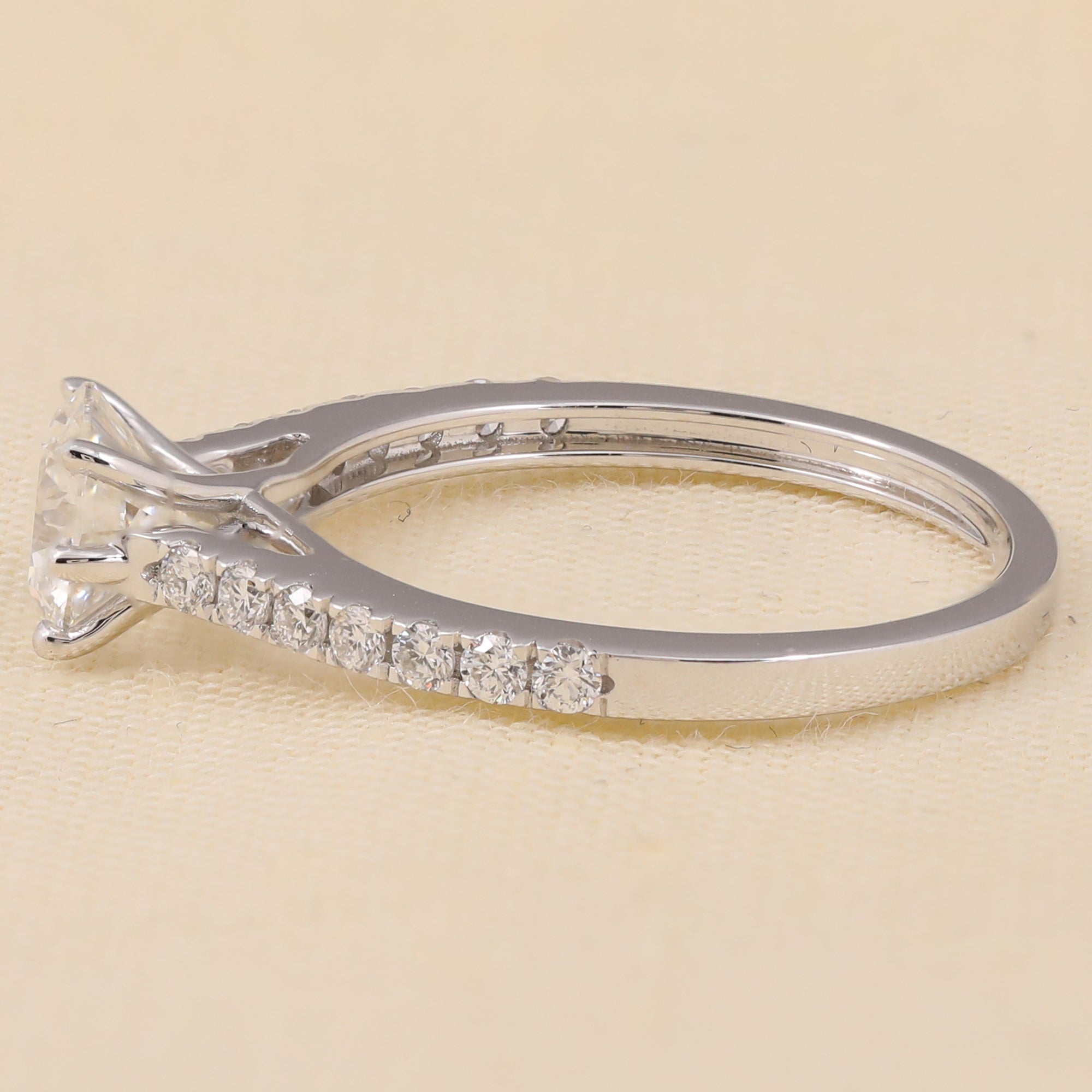 Round Lab Grown Diamond Solitaire Accent Engagement Ring