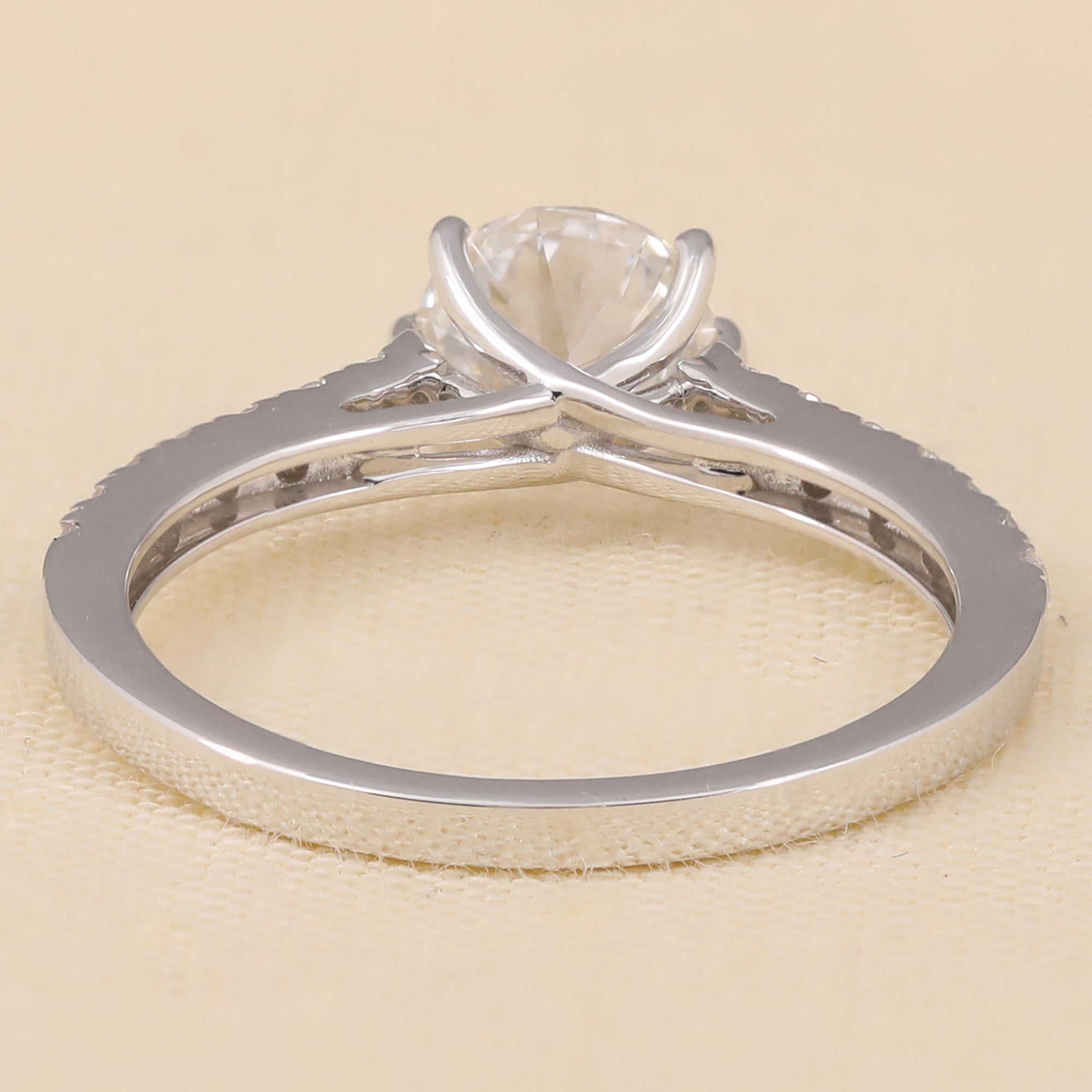 Round Lab Grown Diamond Solitaire Accent Engagement Ring