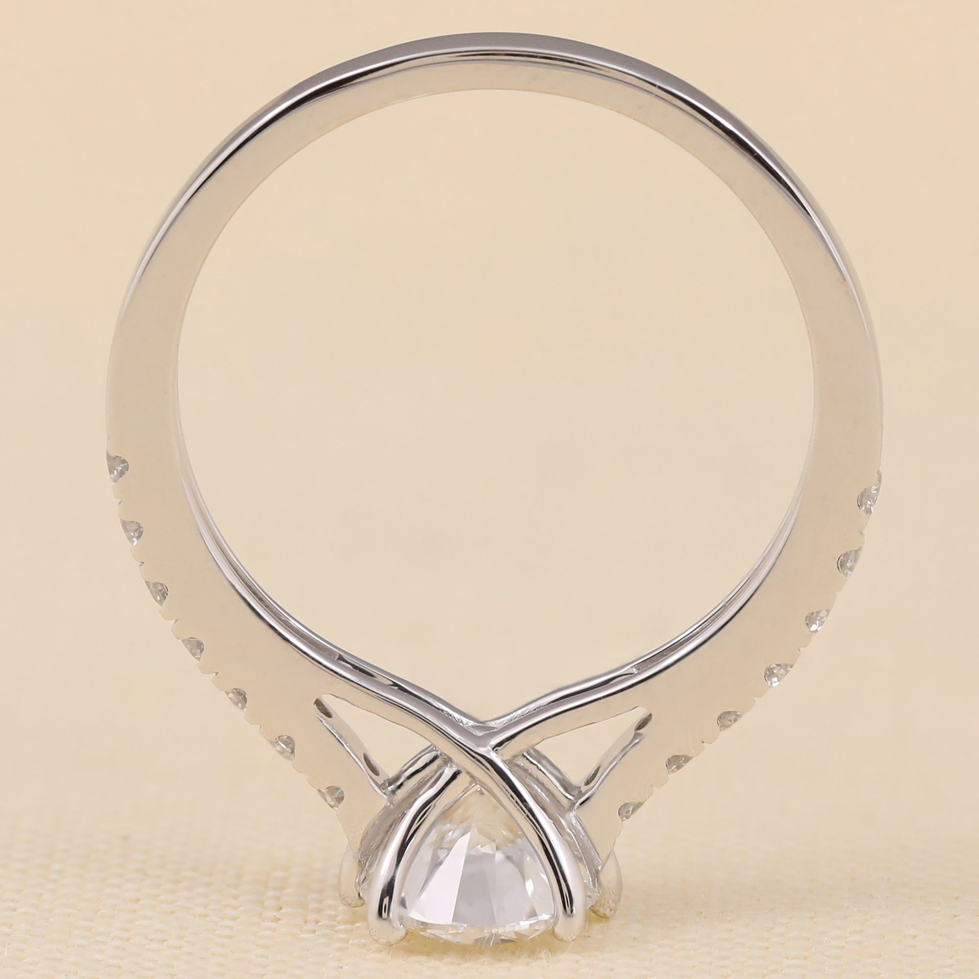 Round Lab Grown Diamond Solitaire Accent Engagement Ring