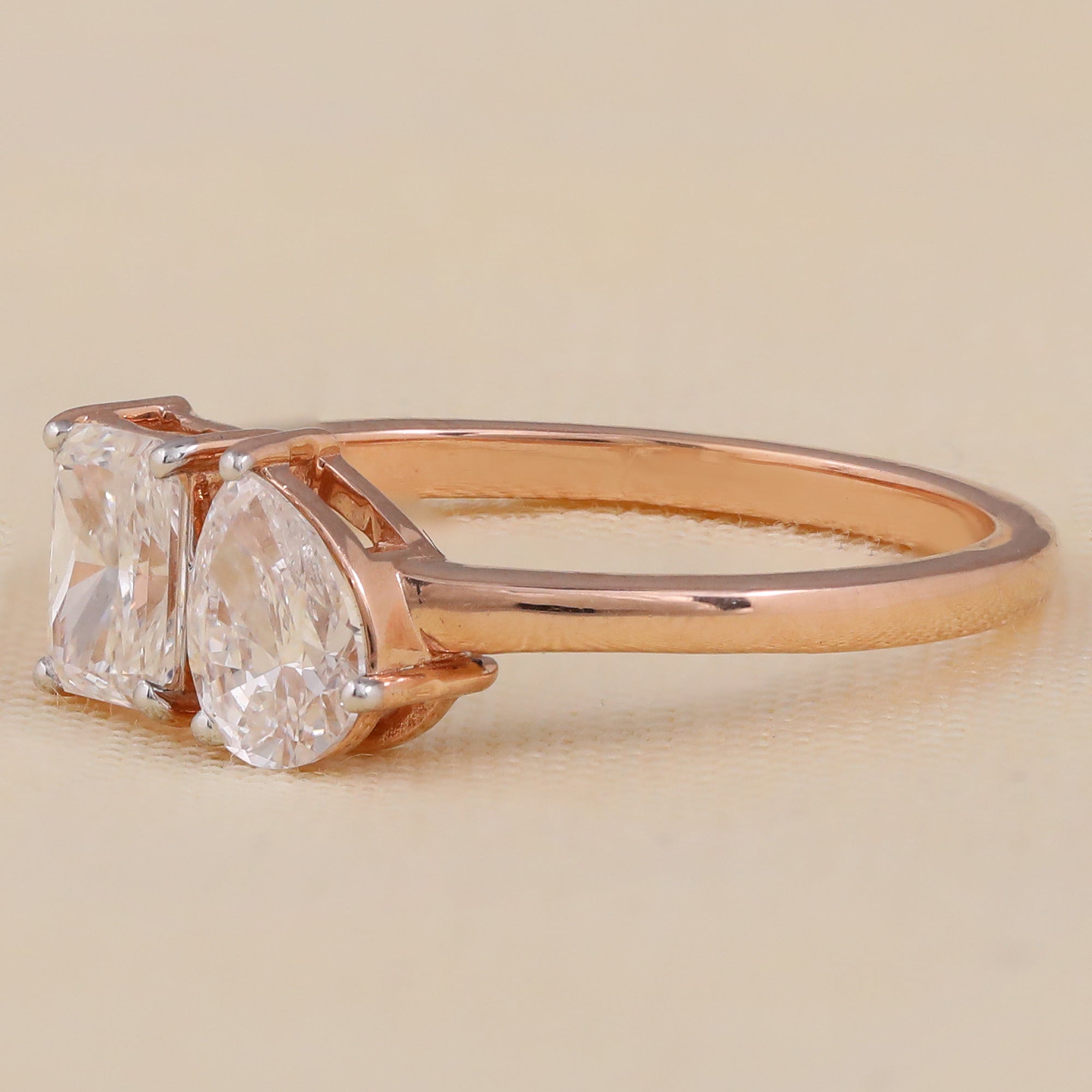 Radiant and Pear Lab Grown Diamond Toi et Moi Ring, You and Me Engagement Ring
