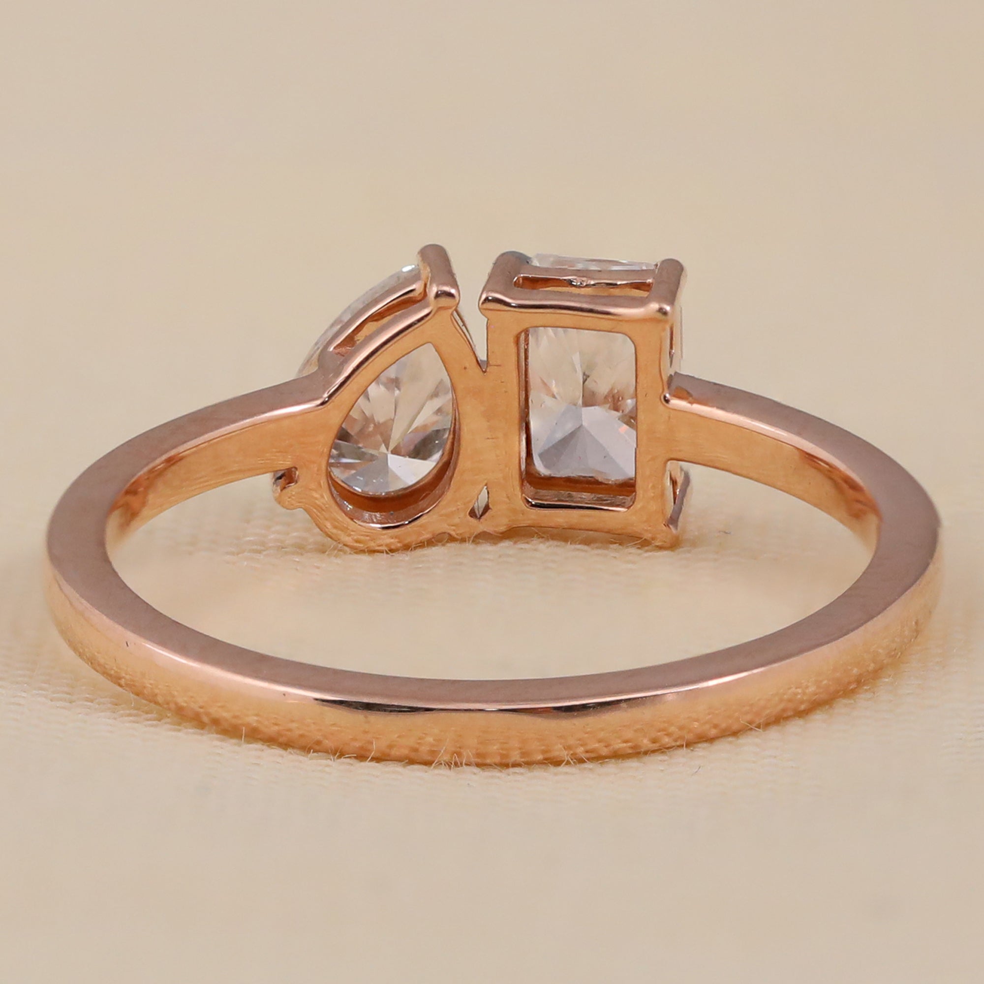 Radiant and Pear Lab Grown Diamond Toi et Moi Ring, You and Me Engagement Ring