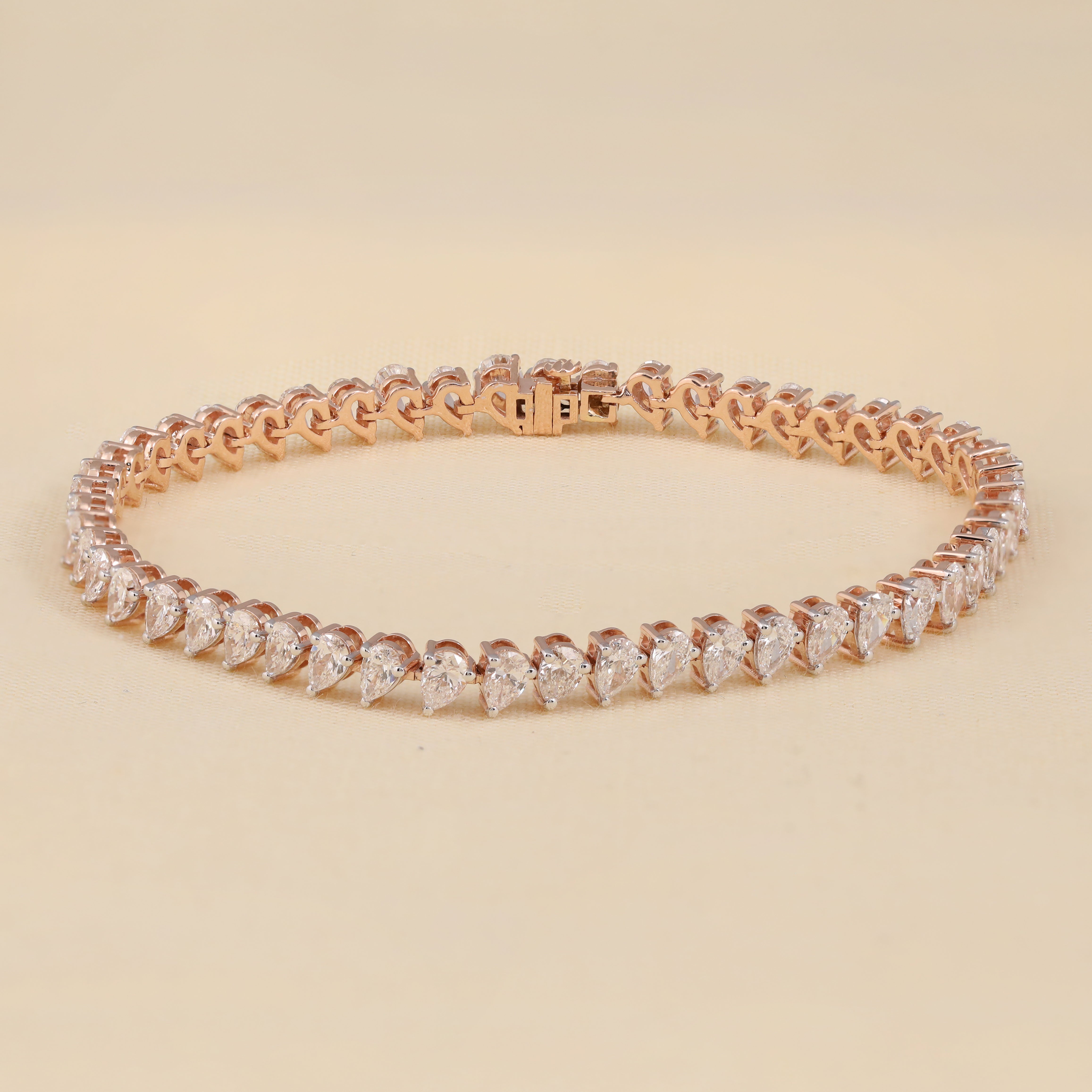Pear Cut Lab Grown Diamond Tennis Bracelet