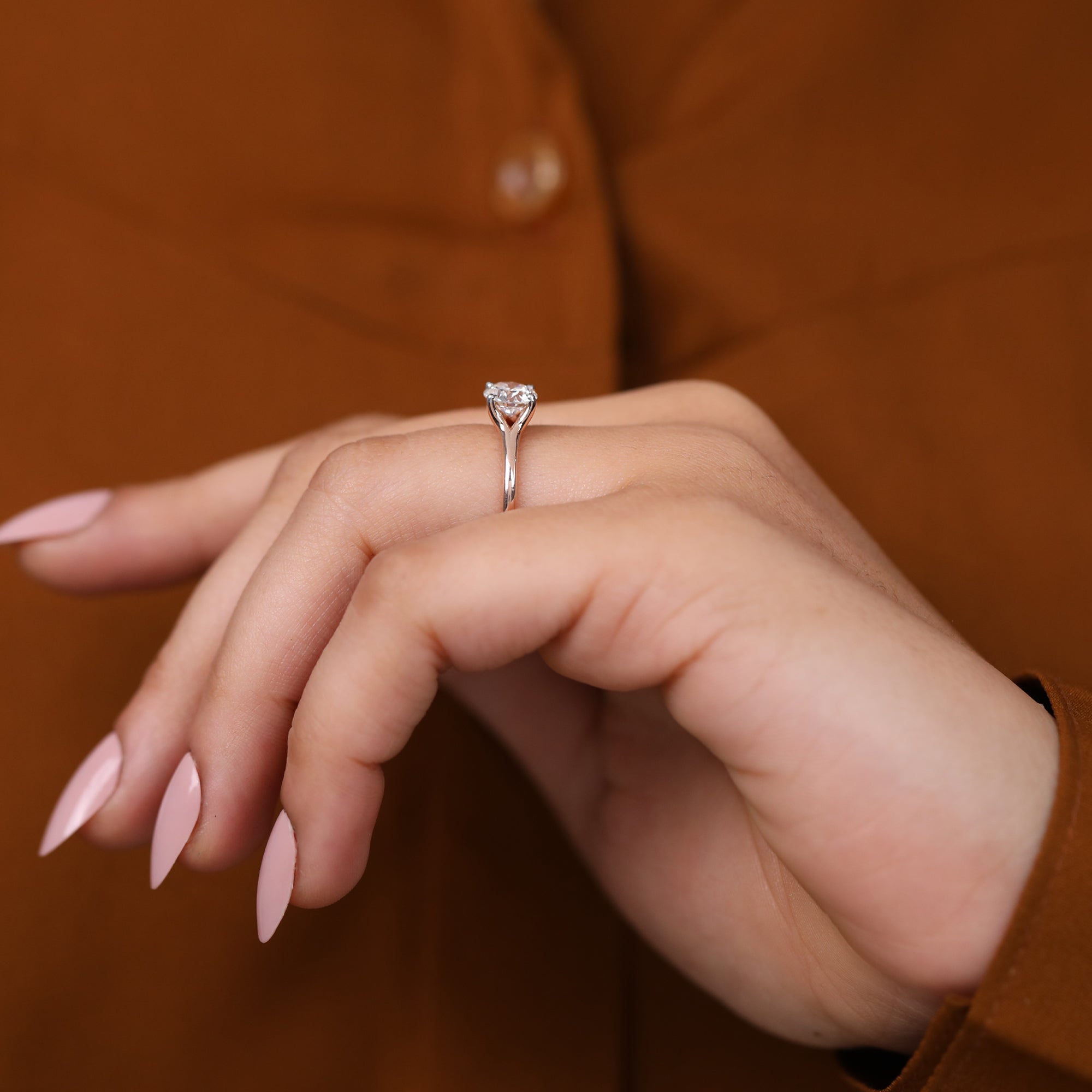 Round Lab Grown Diamond Solitaire Engagement Ring