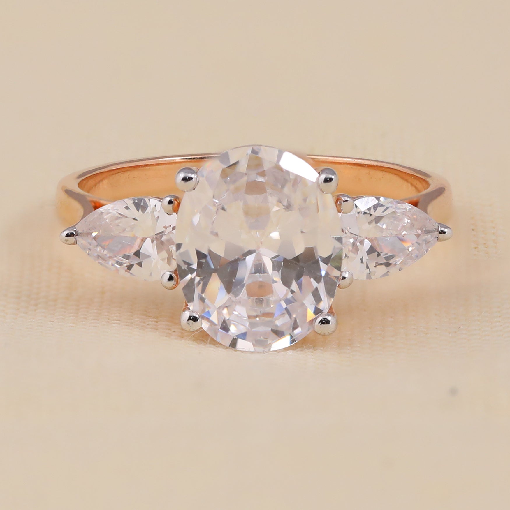 Oval Lab Diamond Three Stone Engagement Ring