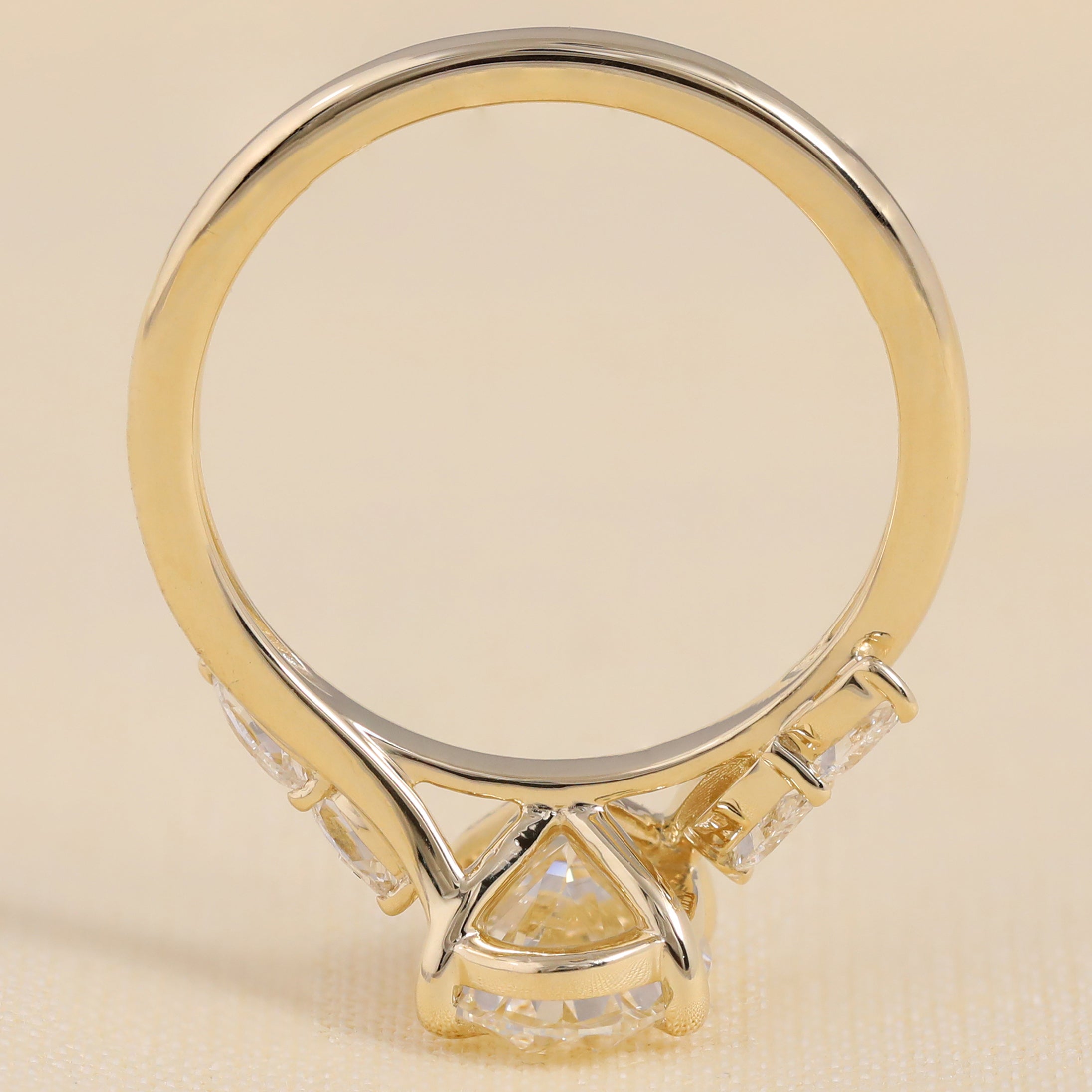 Oval Cut Lab Diamond Engagement Ring with Marquise Side Stones