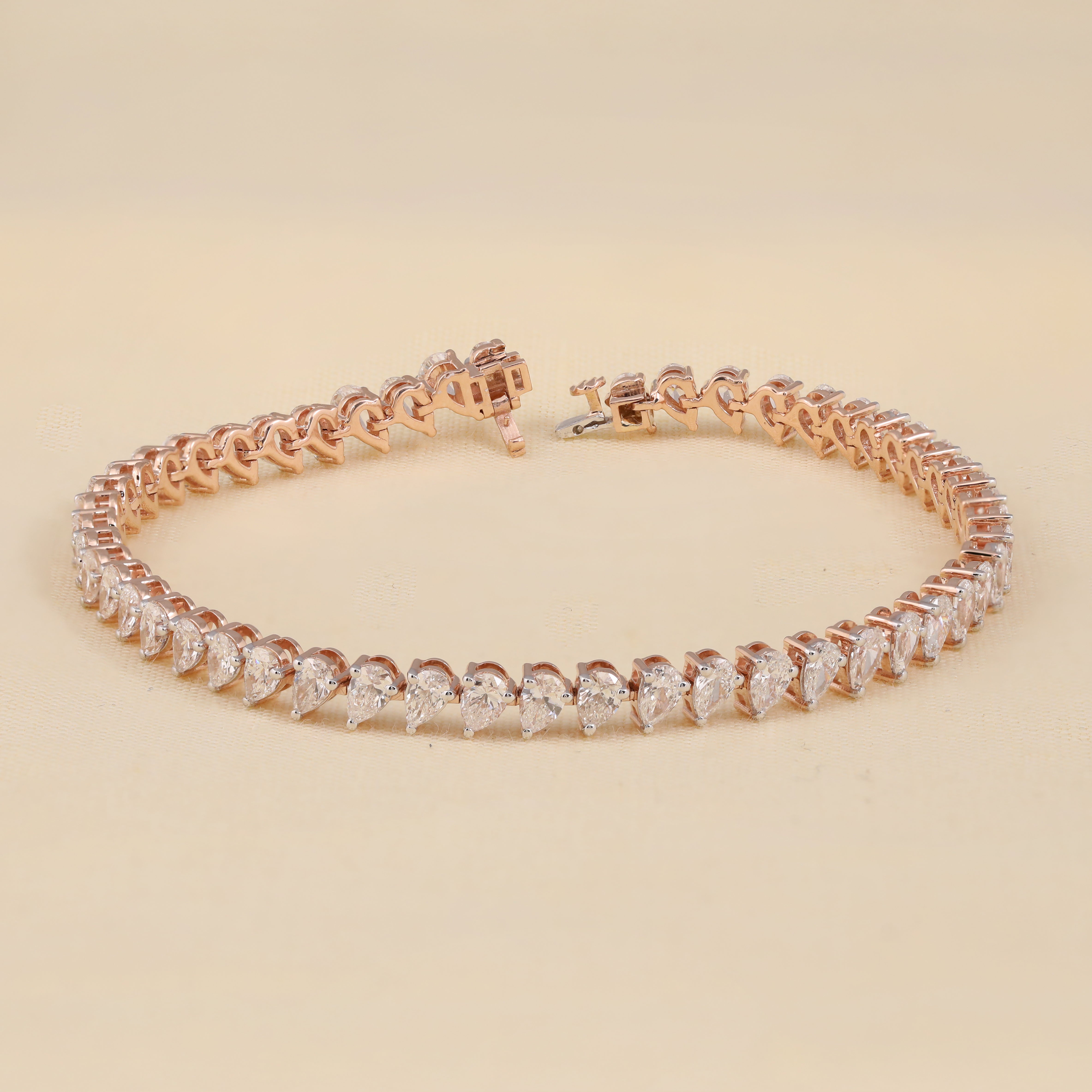 Pear Cut Lab Grown Diamond Tennis Bracelet