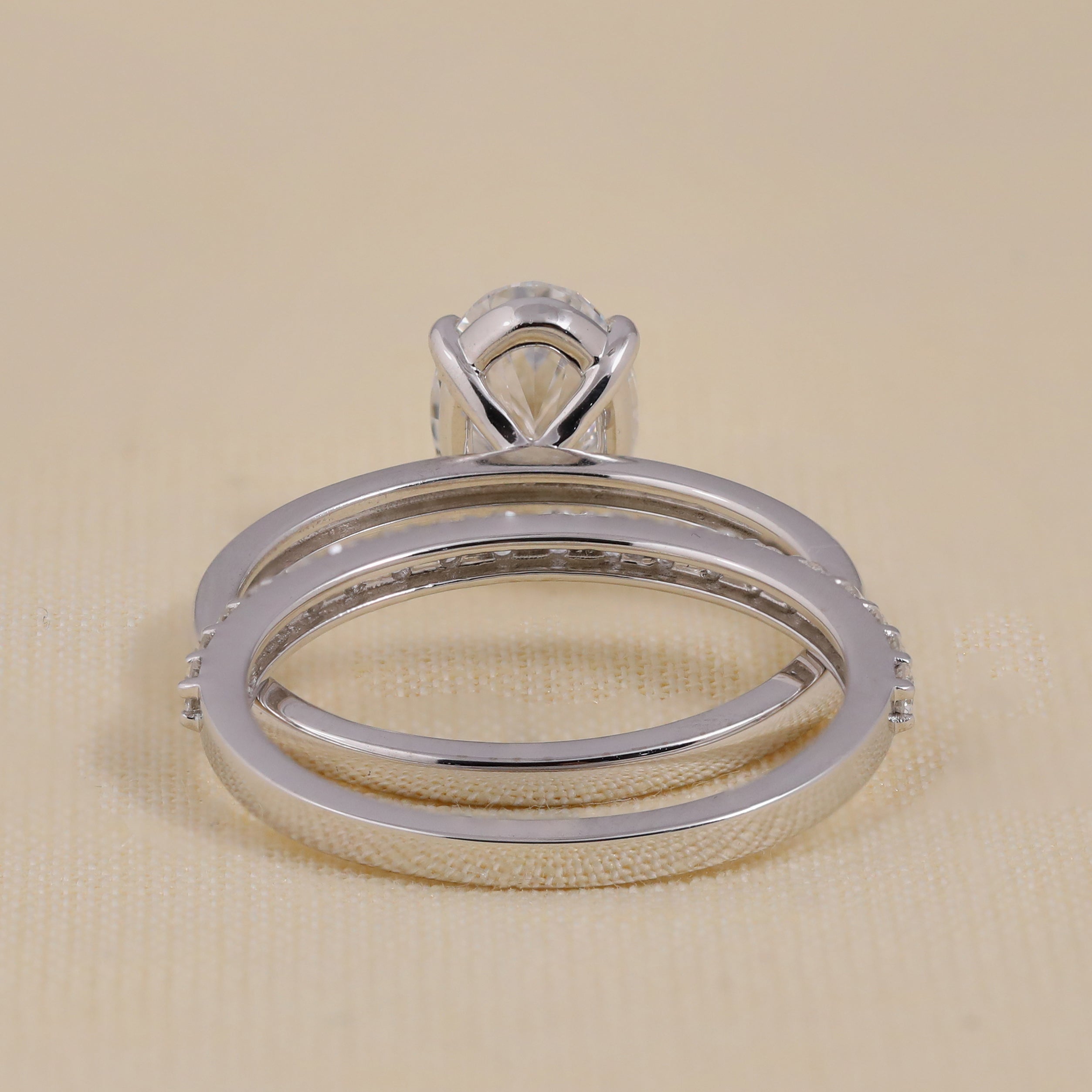 Oval Cut Lab Grown Diamond Engagement Ring , Bridal Ring set