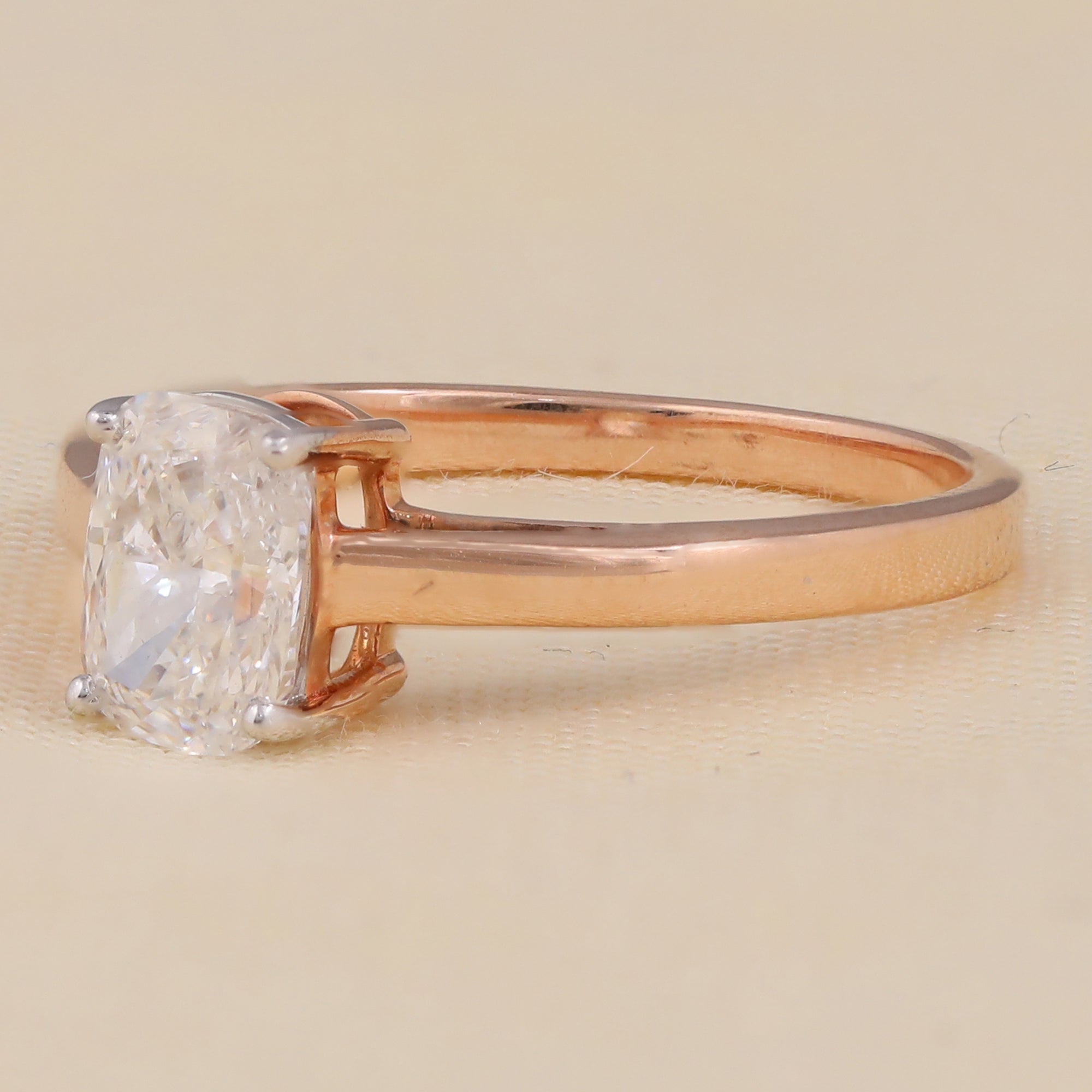 Cushion Cut Lab grown Diamond Solitaire Engagement Ring