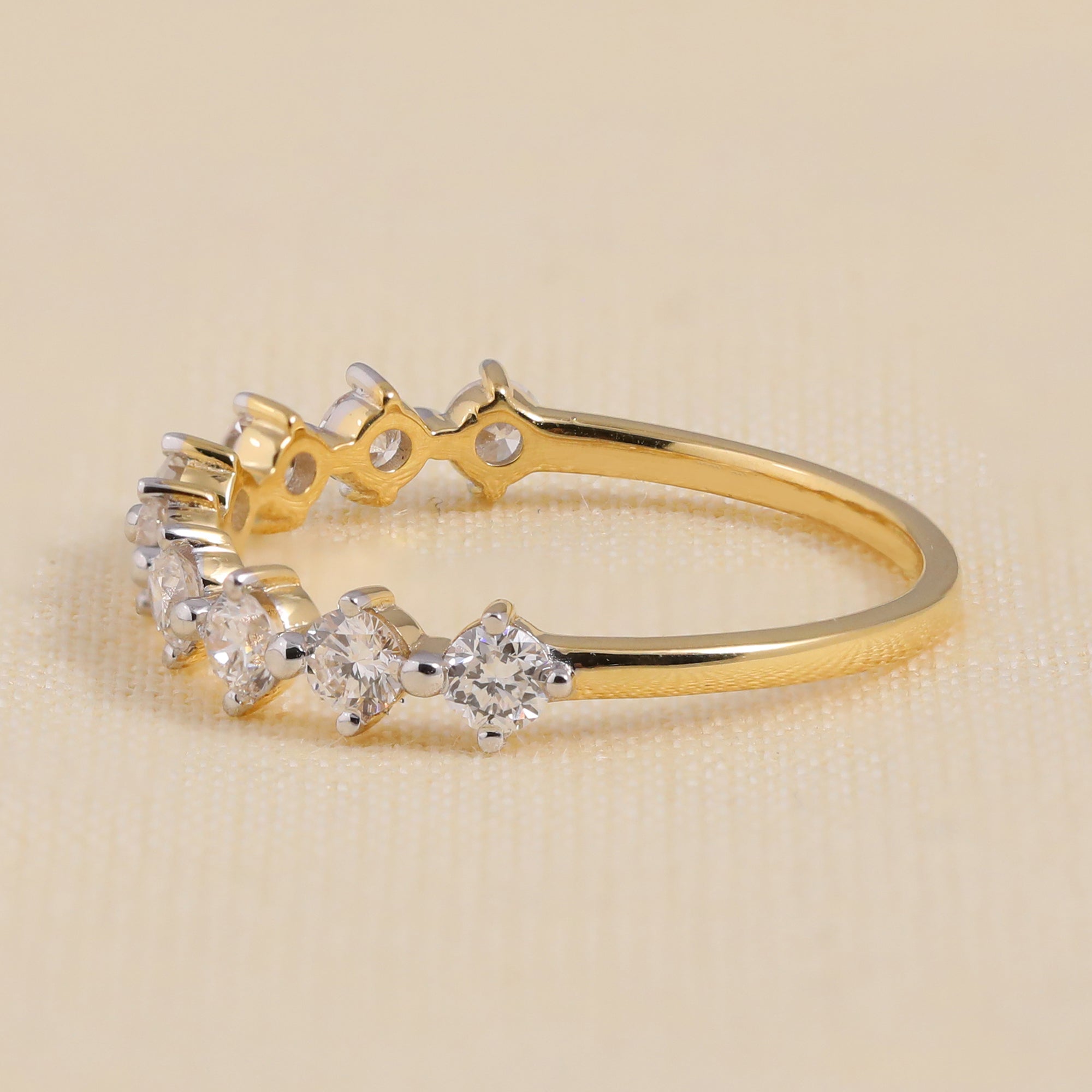 Round Lab Diamond Eternity Wedding Band, Minimalist Stackable Ring