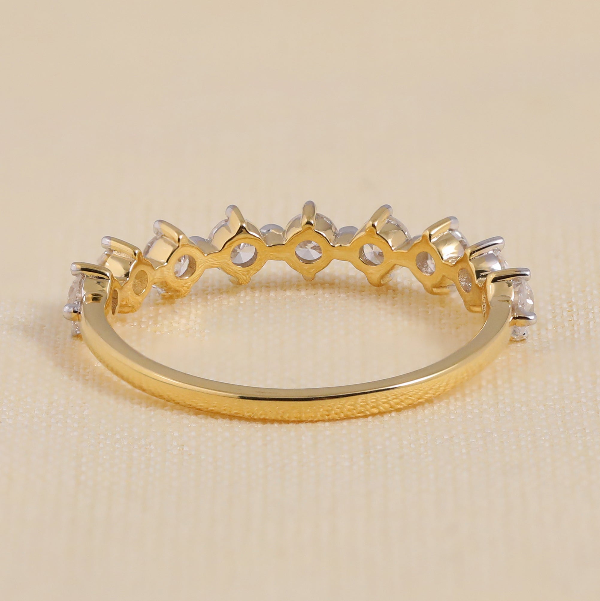 Round Lab Diamond Eternity Wedding Band, Minimalist Stackable Ring