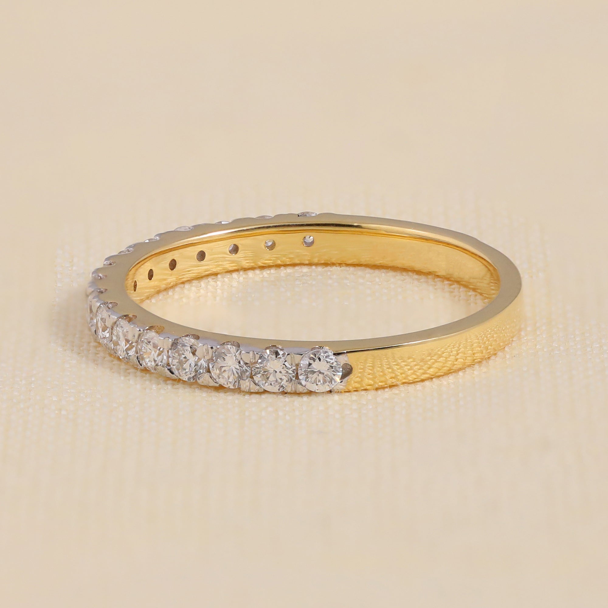 Round Lab Diamond Half Eternity Wedding Ring