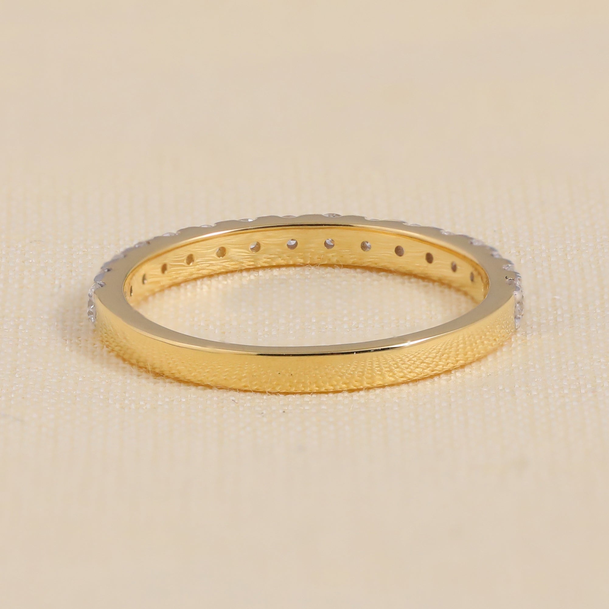Round Lab Diamond Half Eternity Wedding Ring