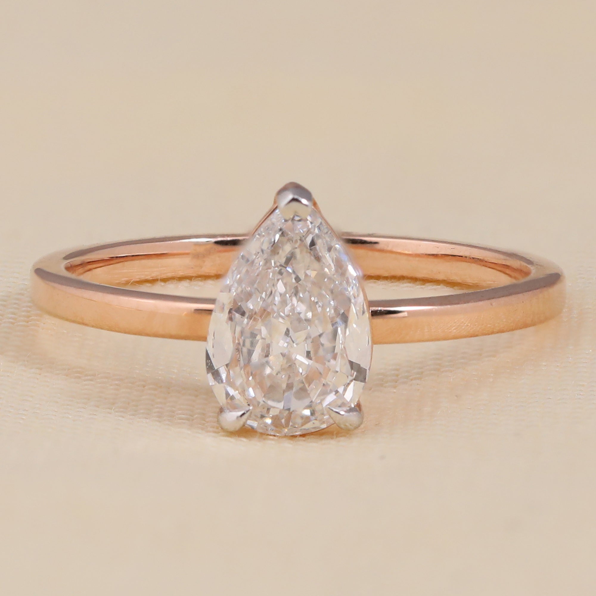 Pear Cut Lab Grown Diamond Solitaire Engagement Ring
