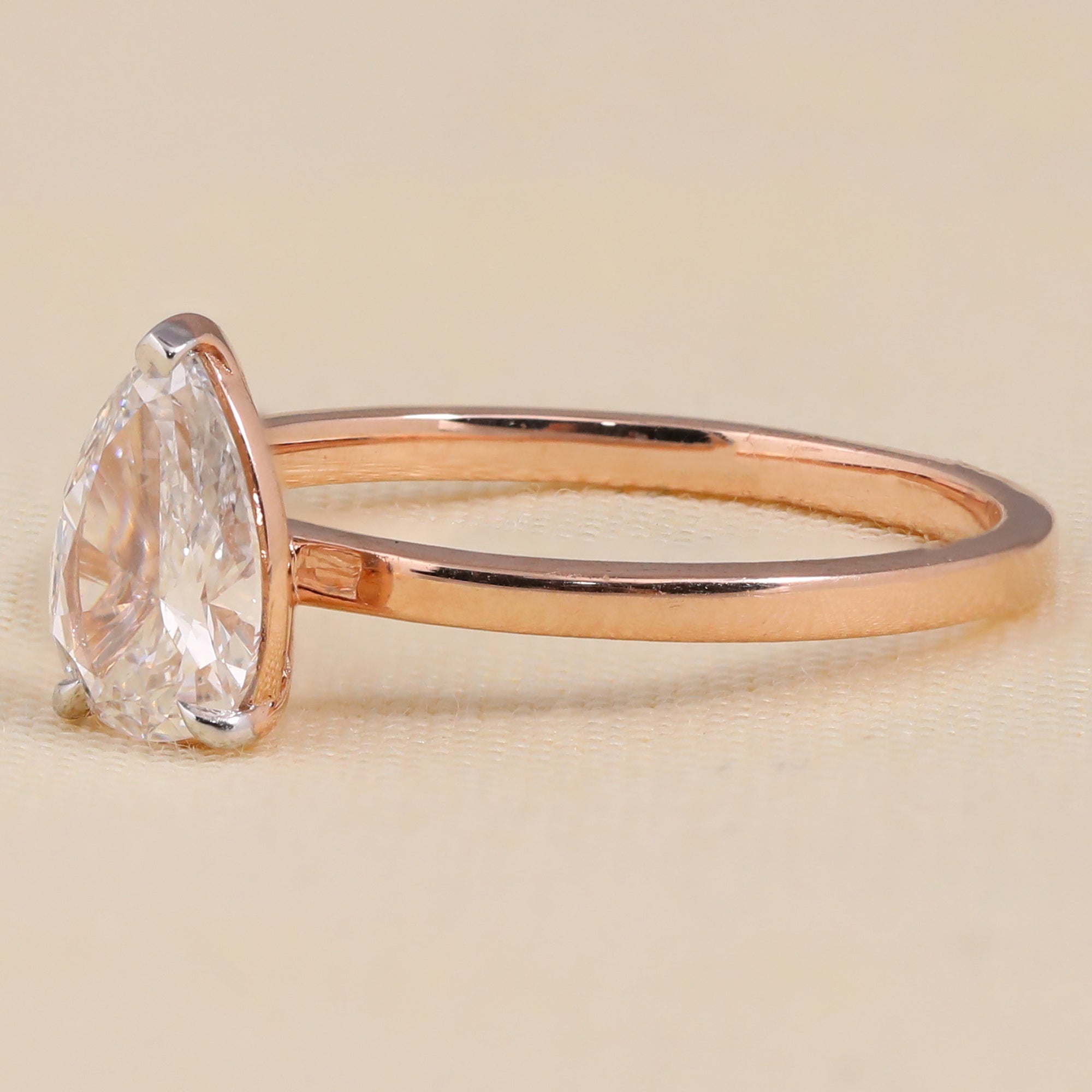 Pear Cut Lab Grown Diamond Solitaire Engagement Ring