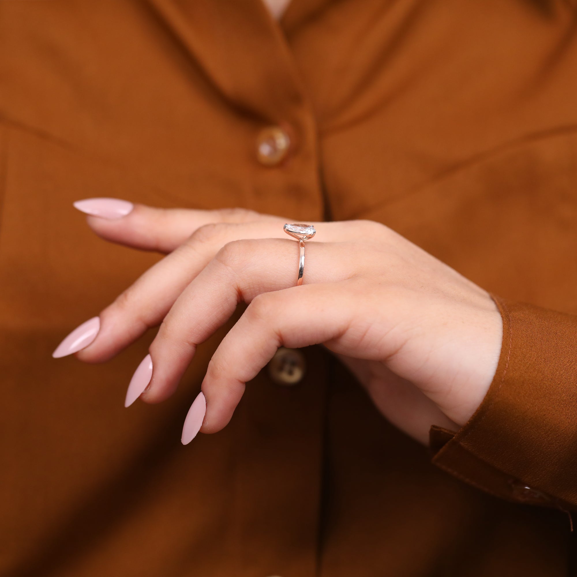 Pear Cut Lab Grown Diamond Solitaire Engagement Ring