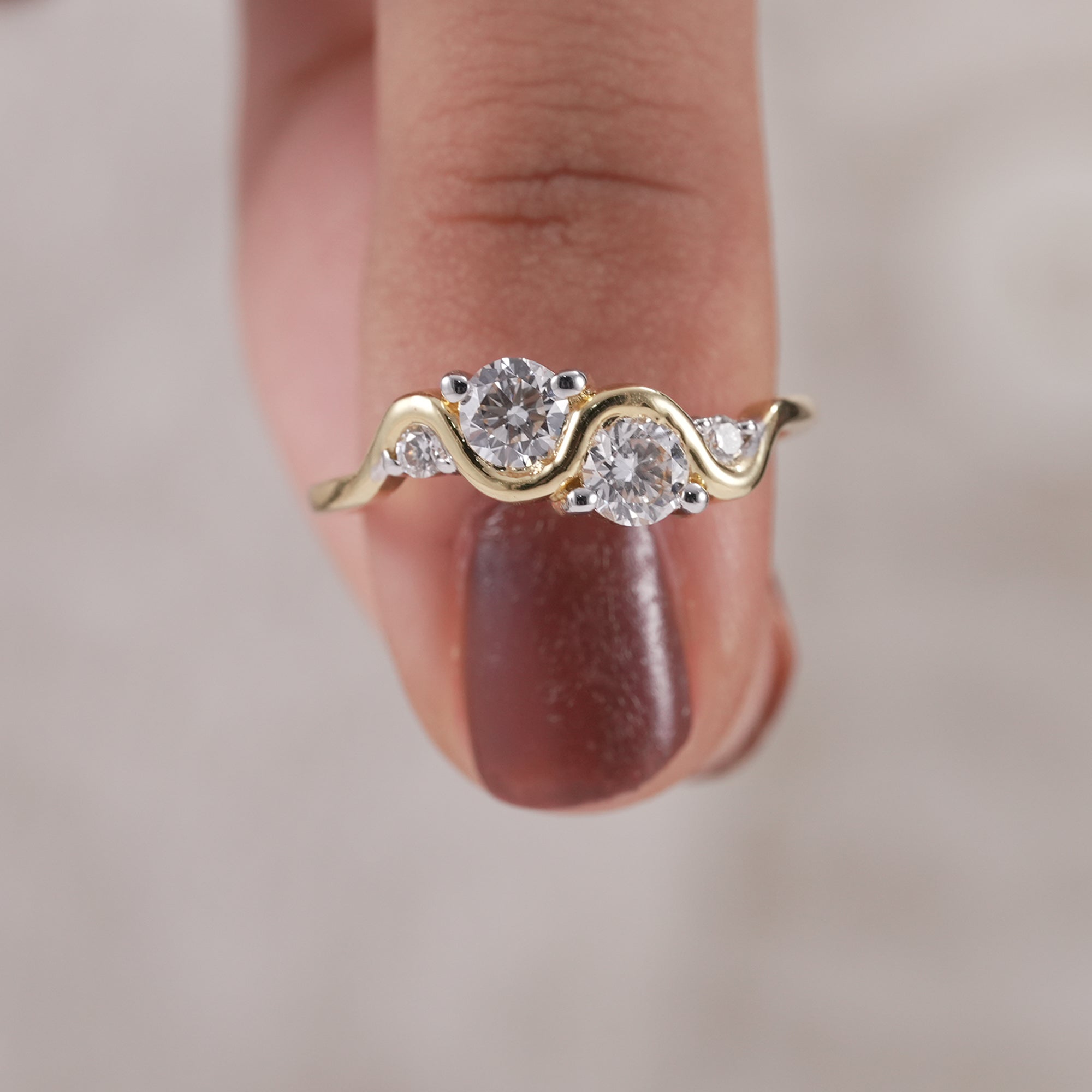 Sustainable lab created diamond wedding ring for women.
