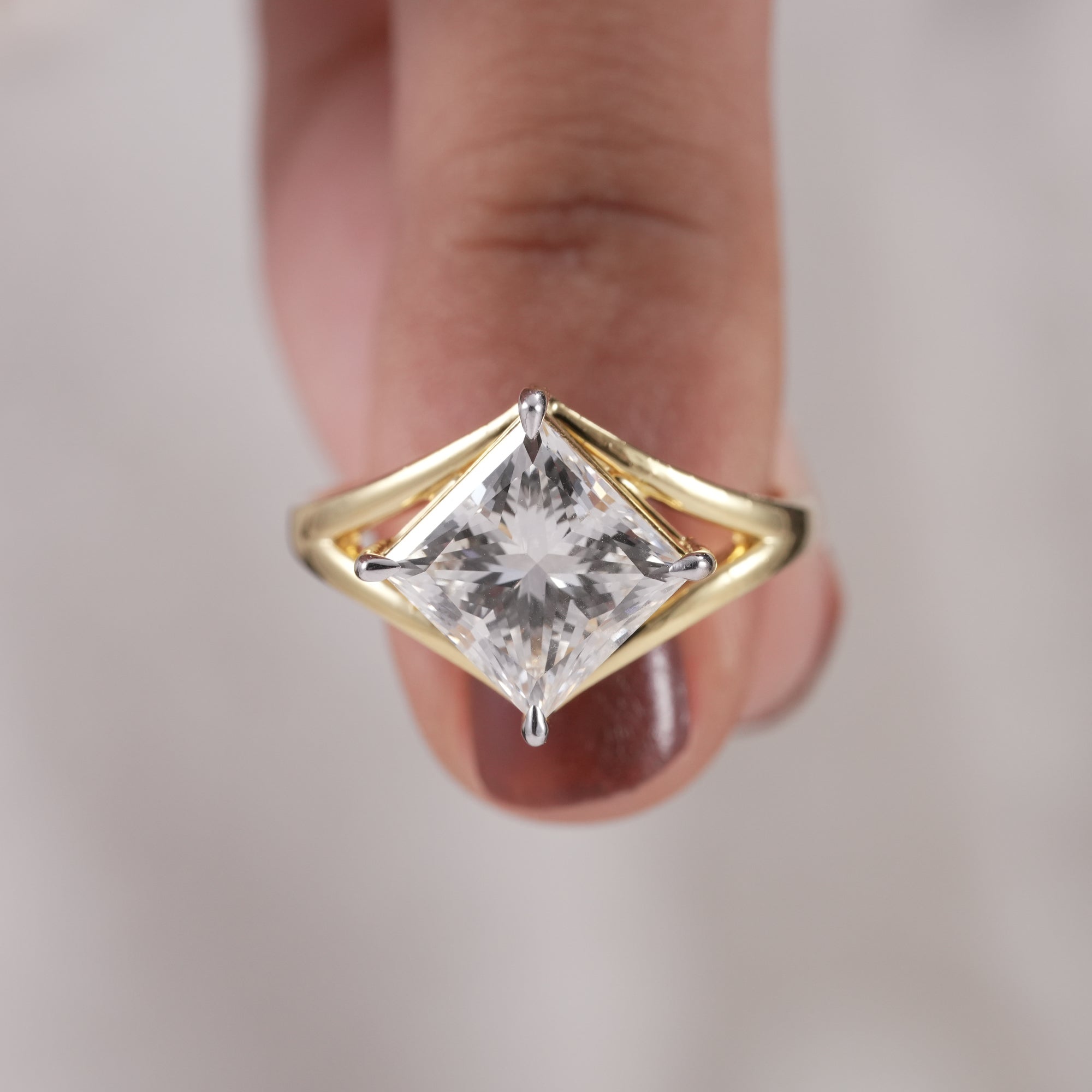 Modern Princess Cut Diamond Ring with Four Prong Setting