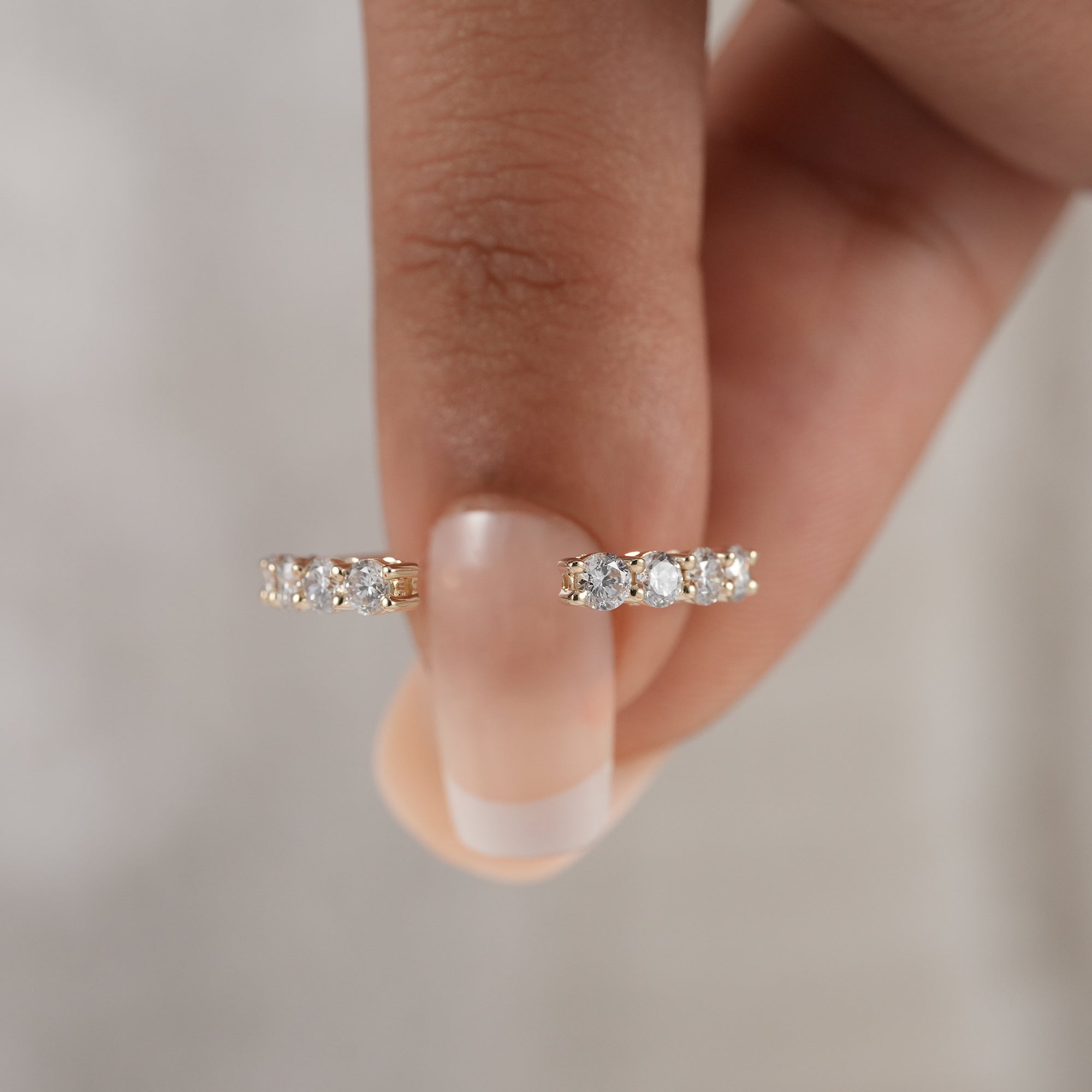Round lab diamond open ring for bridal stacking