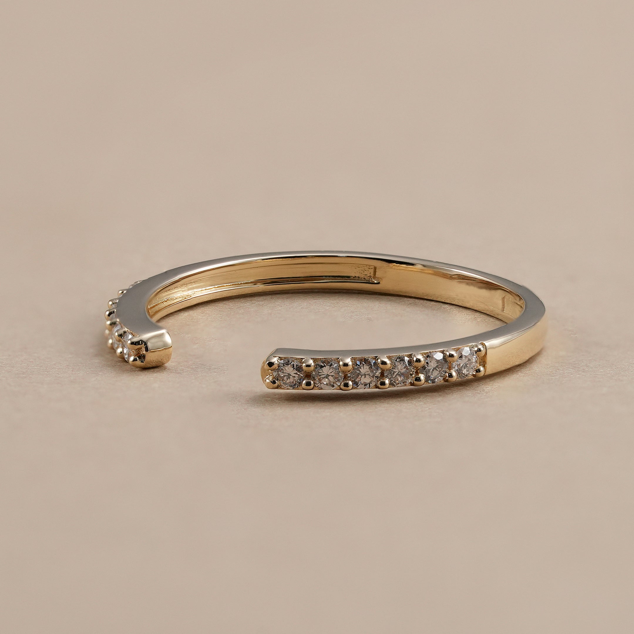Round lab diamond stackable band open wedding ring